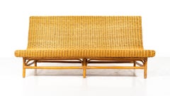 Mid-Century Modern Wicker Bench, Italy, 1970s
