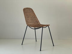 Mid-century Modern Wicker & Black Iron Chair, 1960s, Germany