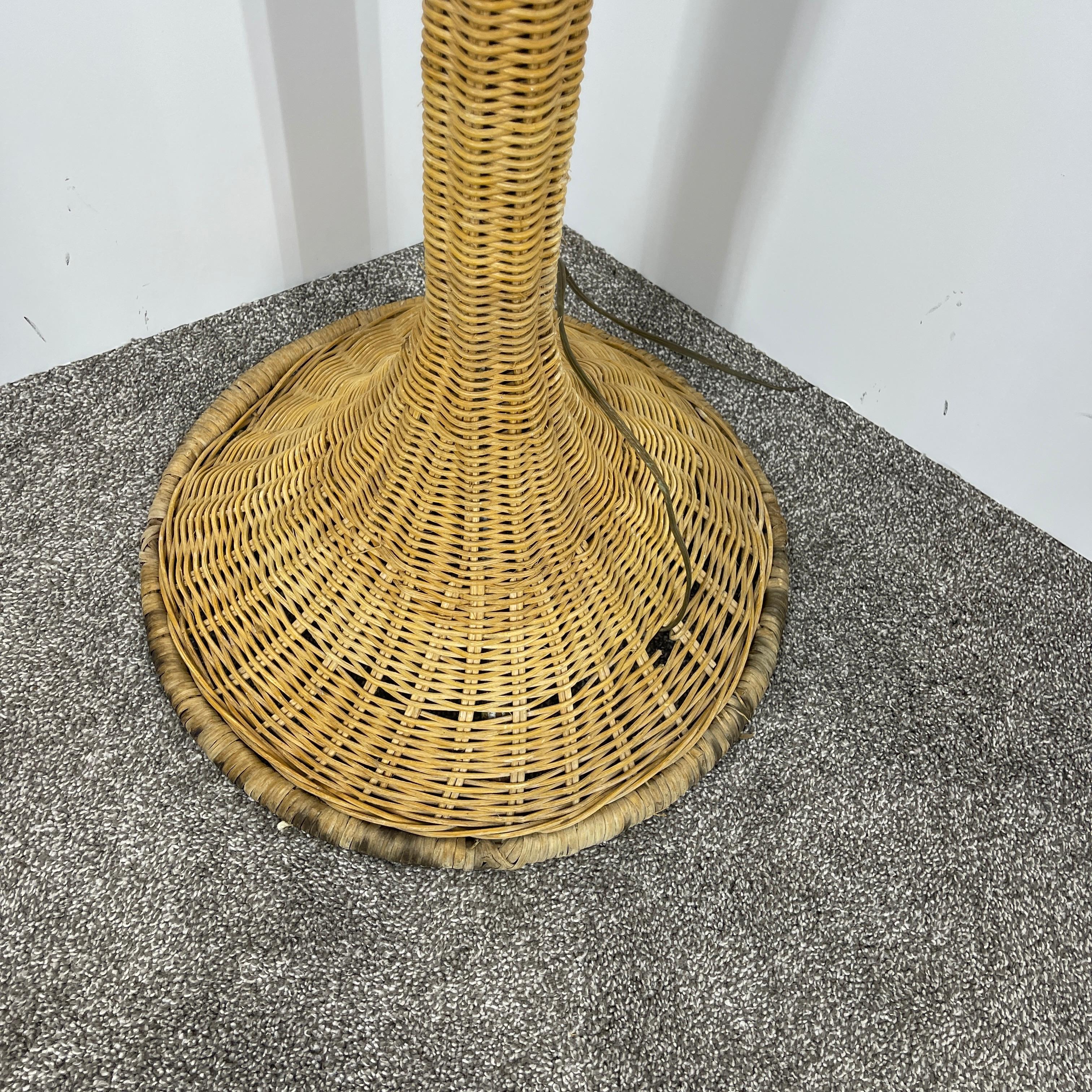 Mid-Century Modern Wicker Floor Lamp with Wicker Shade 5