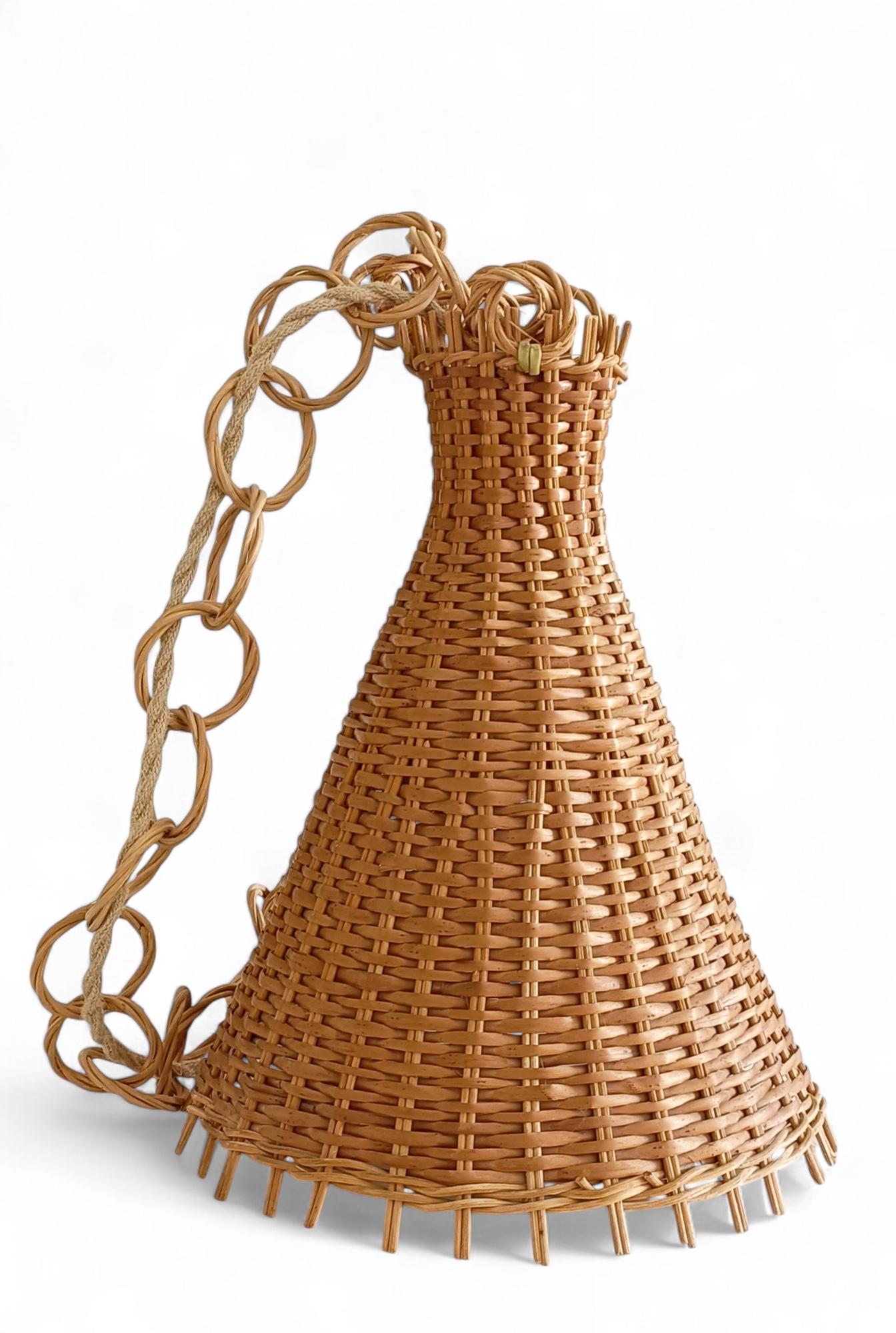 Mid-Century Modern Wicker Pendant Lamp, Spain, 1950s For Sale 8