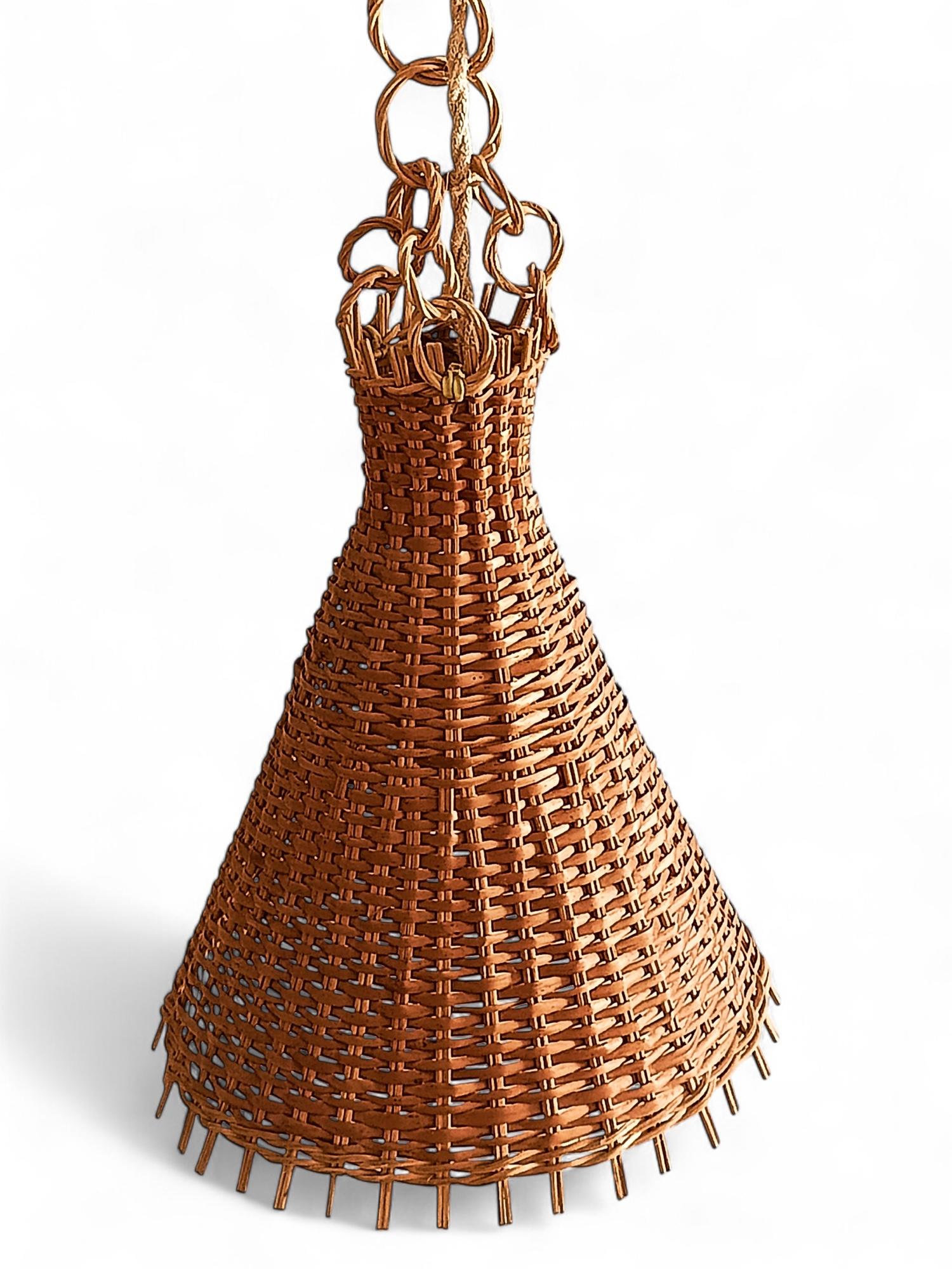 Mid-Century Modern Wicker Pendant Lamp, Spain, 1950s For Sale 6