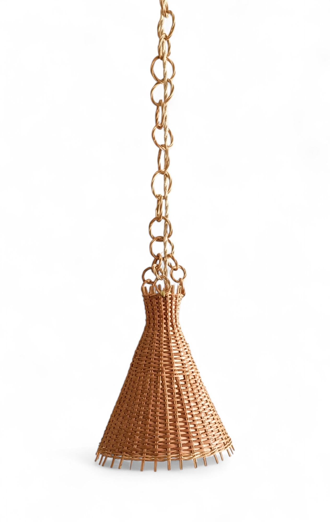 Mid-Century Modern Wicker Pendant Lamp, Spain, 1950s For Sale 4