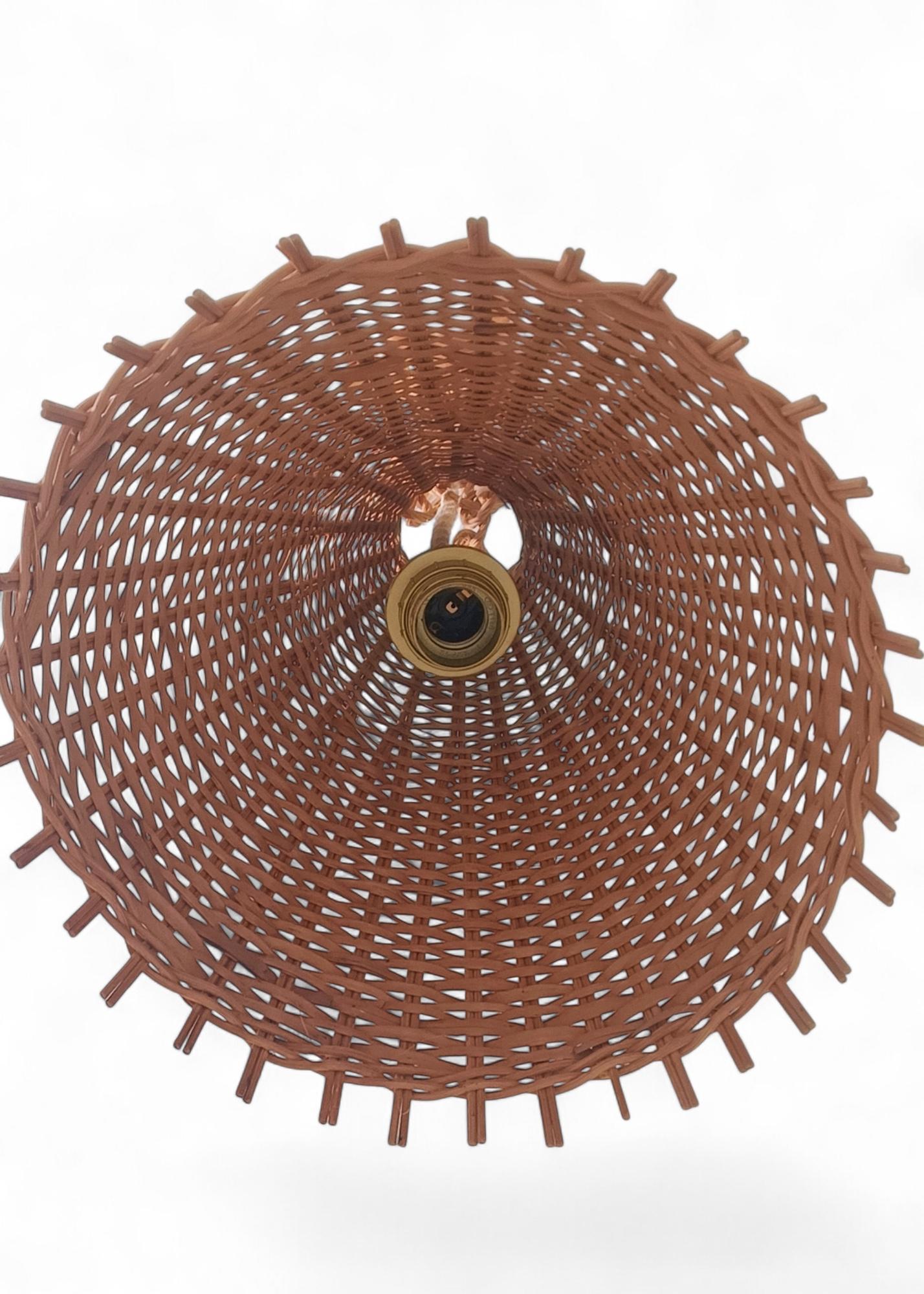 Mid-Century Modern Wicker Pendant Lamp, Spain, 1950s For Sale 9