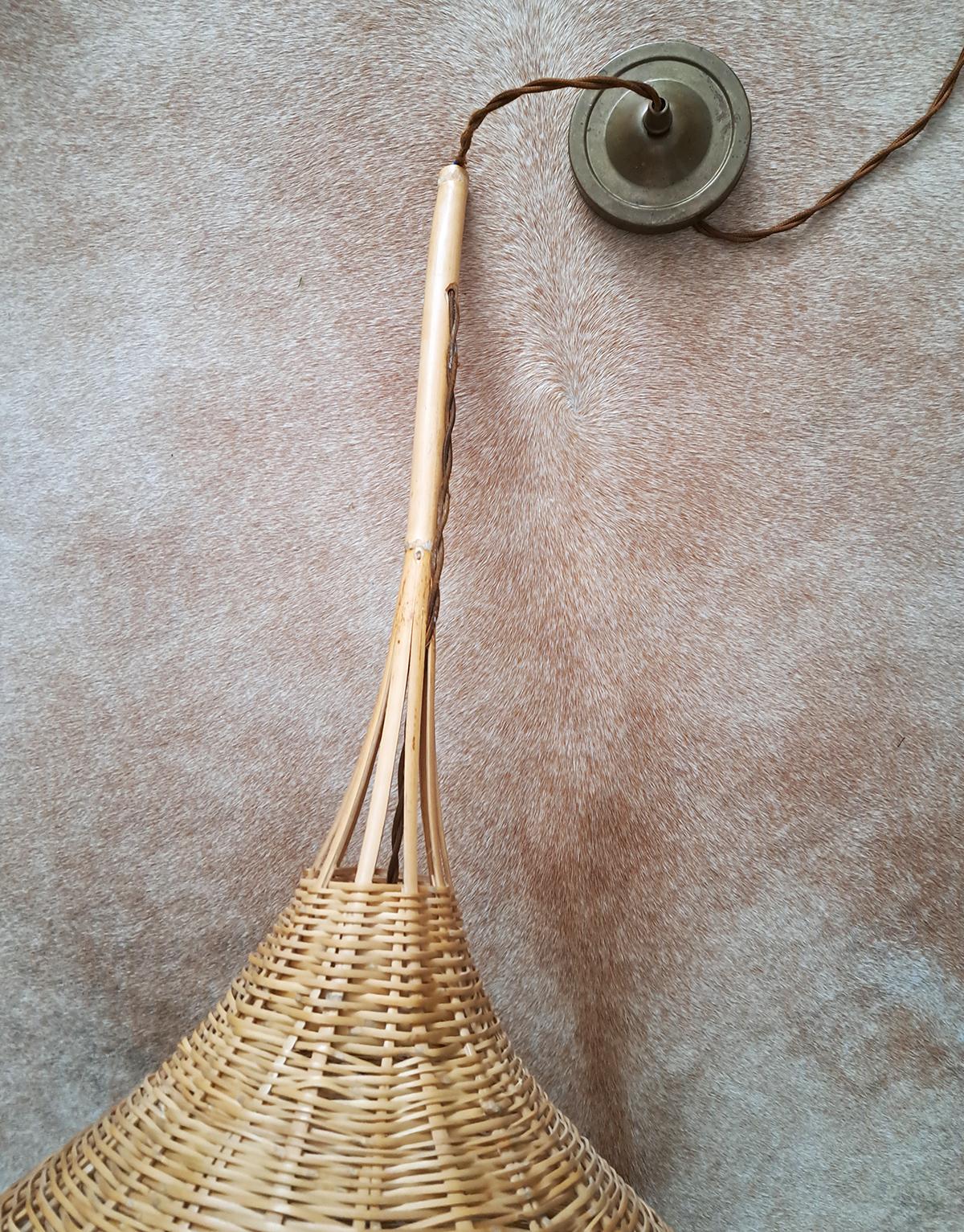 Mid-Century Modern Wicker Pendant Lamps, 1970s Spain For Sale 2