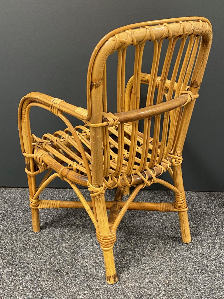Mid-Century Modern Wicker Rattan Children Chair, 1970s, German For Sale ...