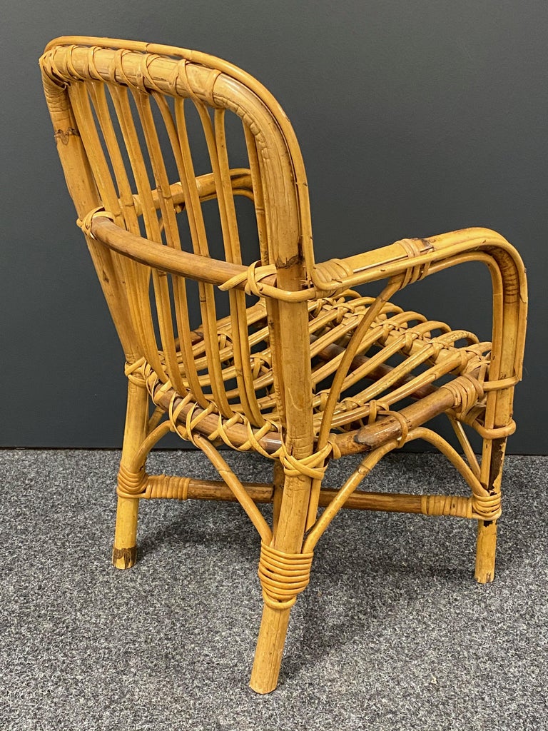 Mid-Century Modern Wicker Rattan Children Chair, 1970s, German For Sale ...