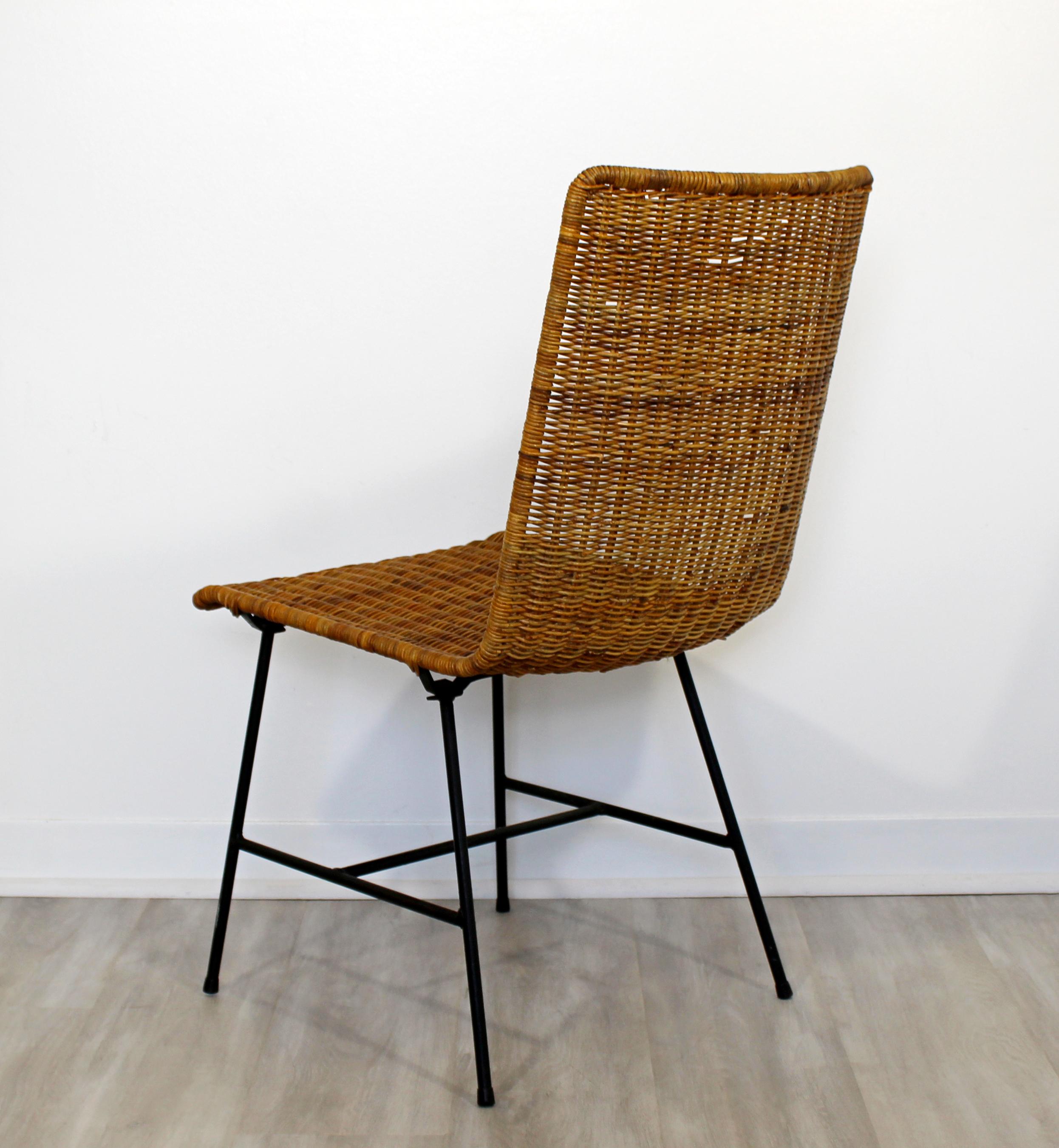 Mid-Century Modern Wicker Rattan Iron Side Chair, 1960s 3