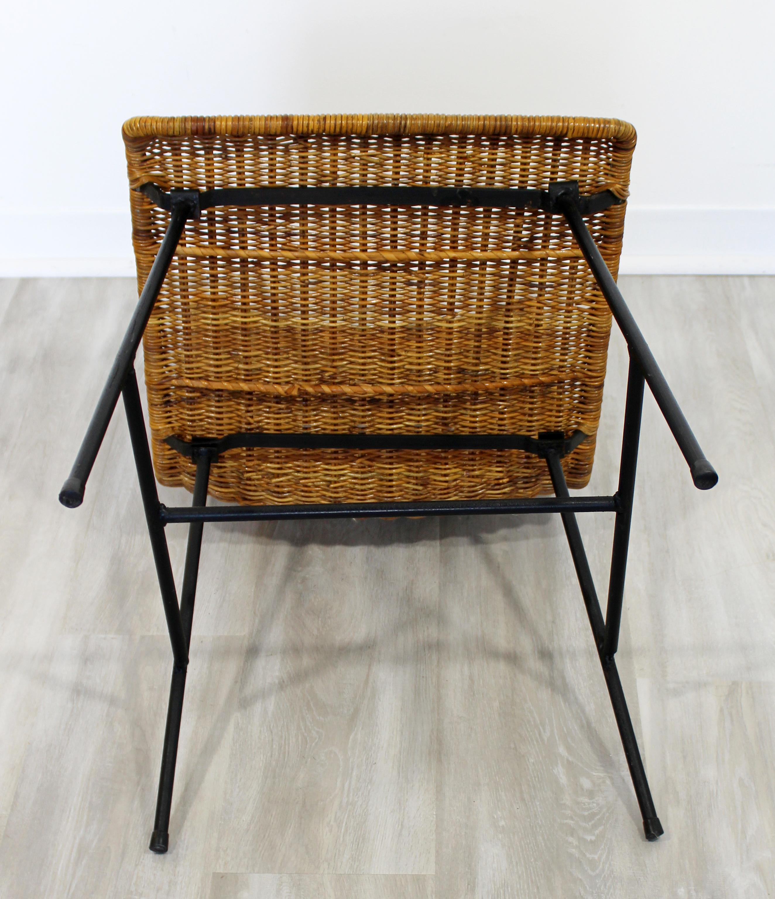 Mid-Century Modern Wicker Rattan Iron Side Chair, 1960s 4