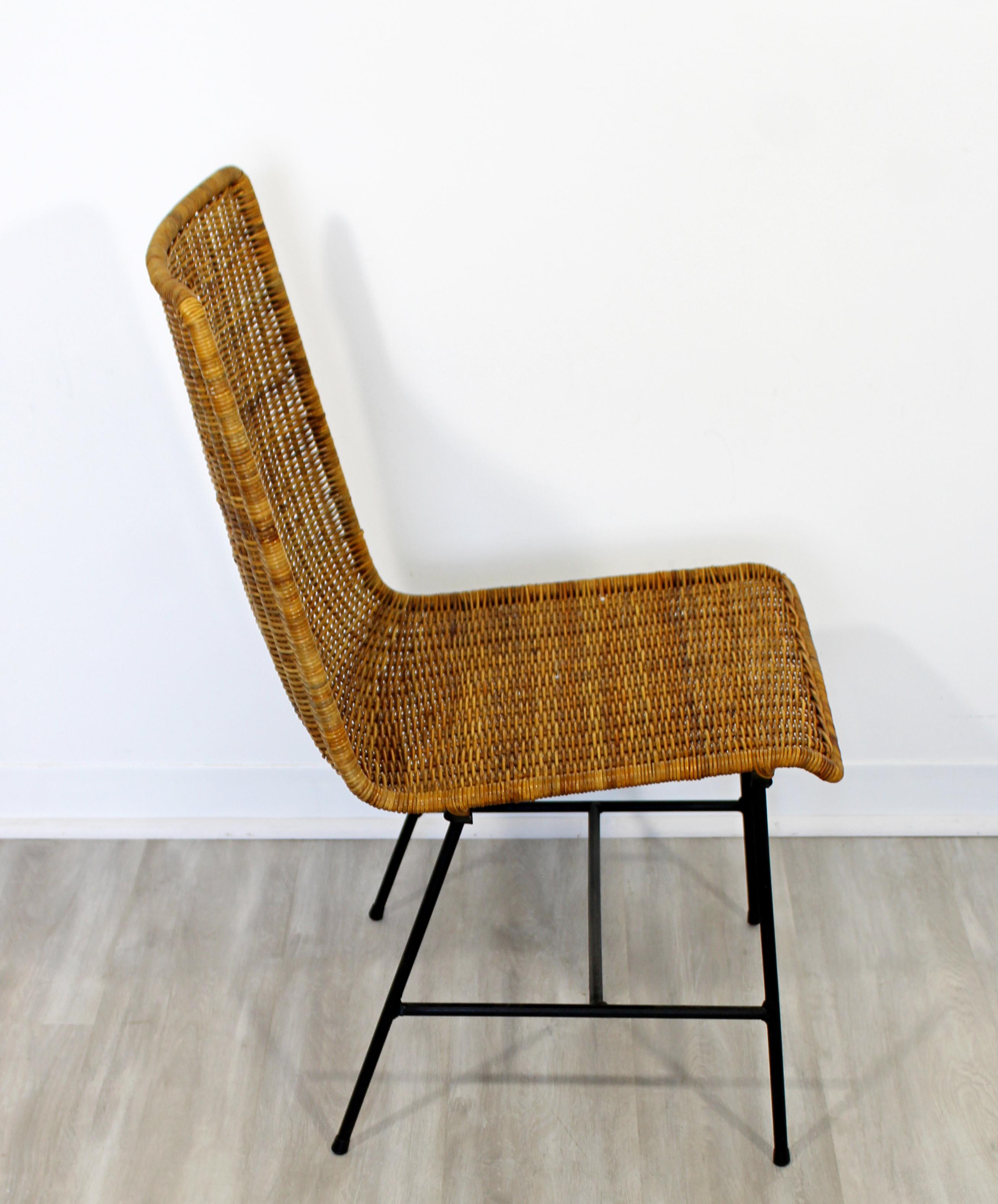 Mid-Century Modern Wicker Rattan Iron Side Chair, 1960s 1