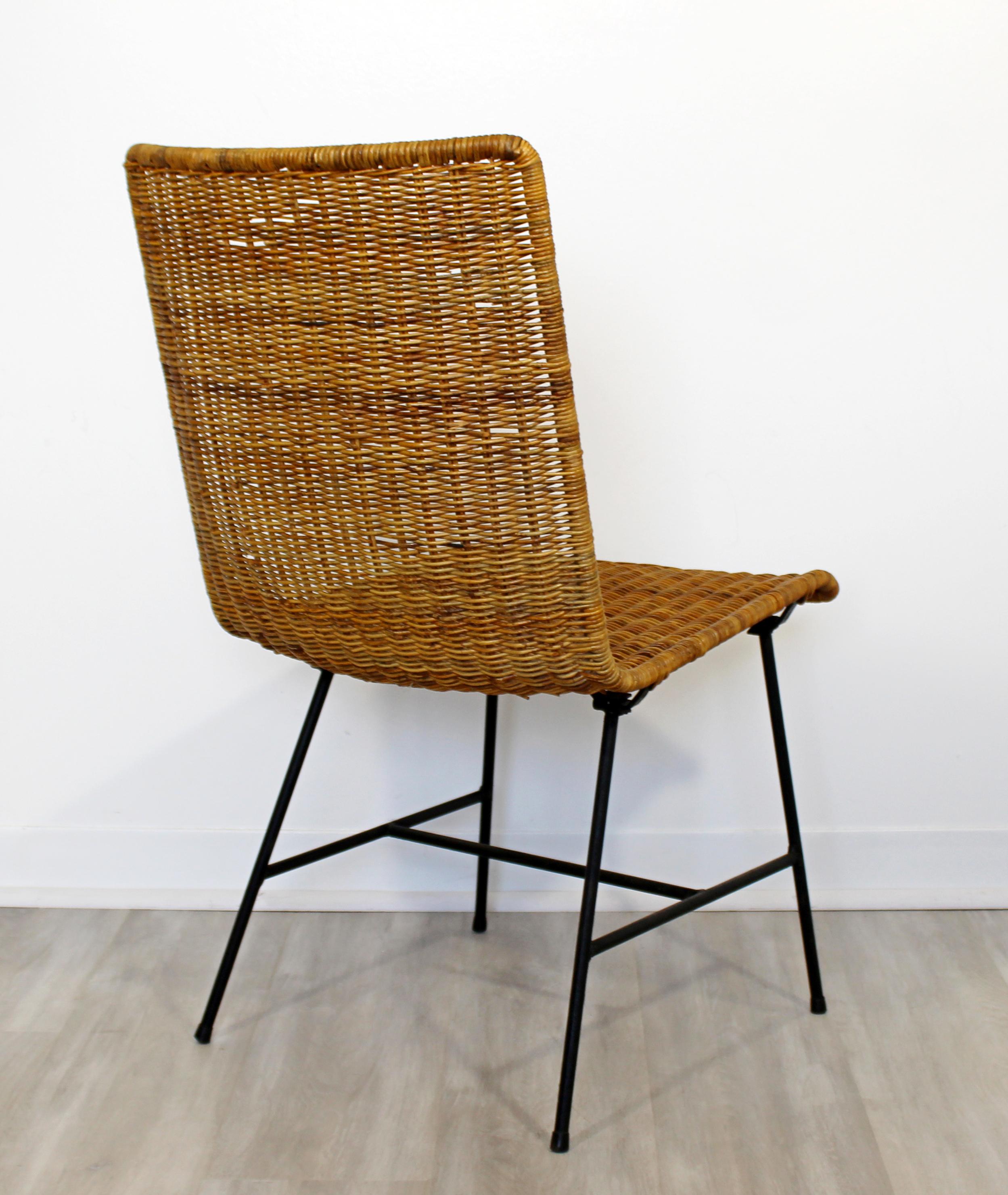 Mid-Century Modern Wicker Rattan Iron Side Chair, 1960s 2