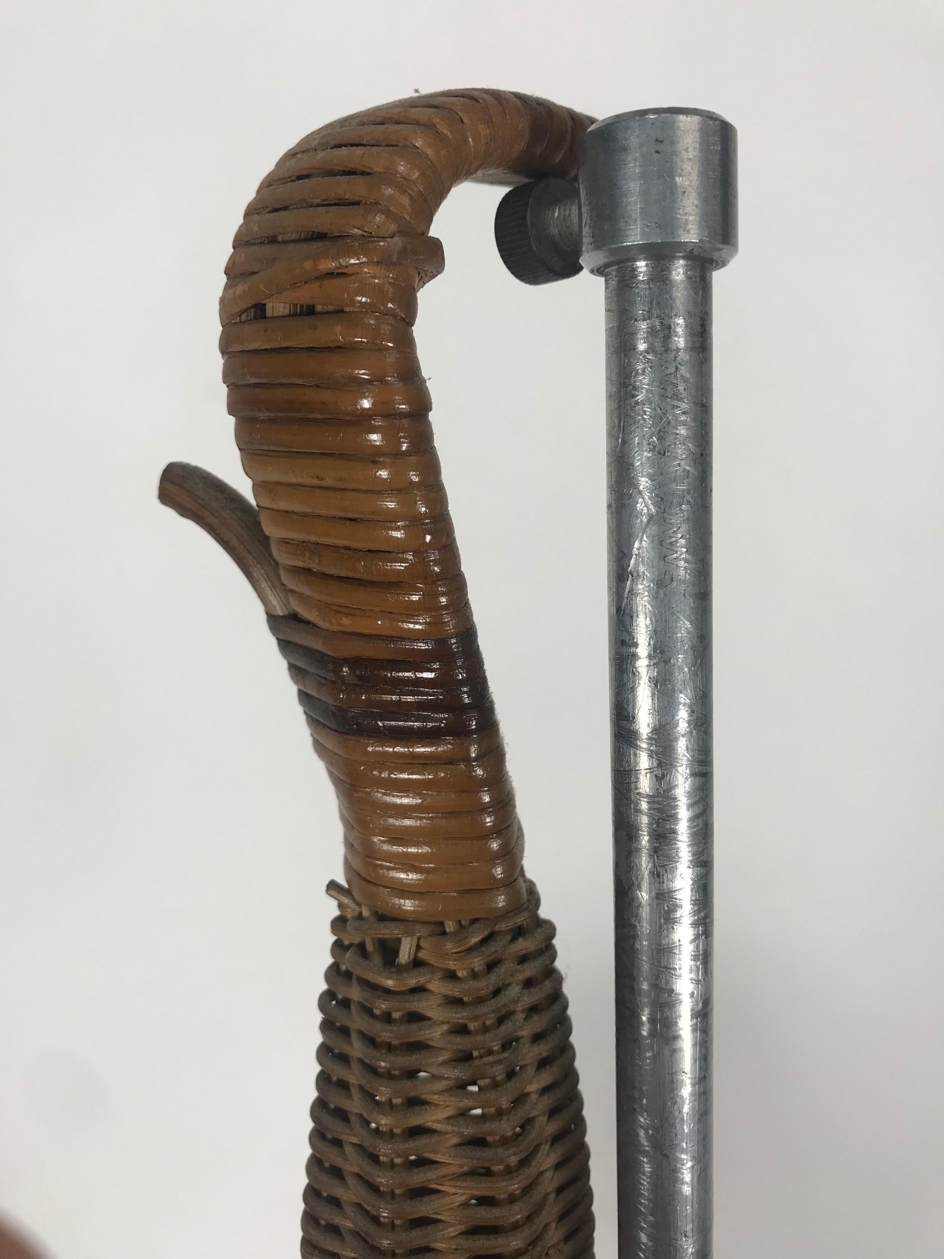 Unknown Mid-Century Modern Wicker/Rattan Monkey, Hanging Sculpture