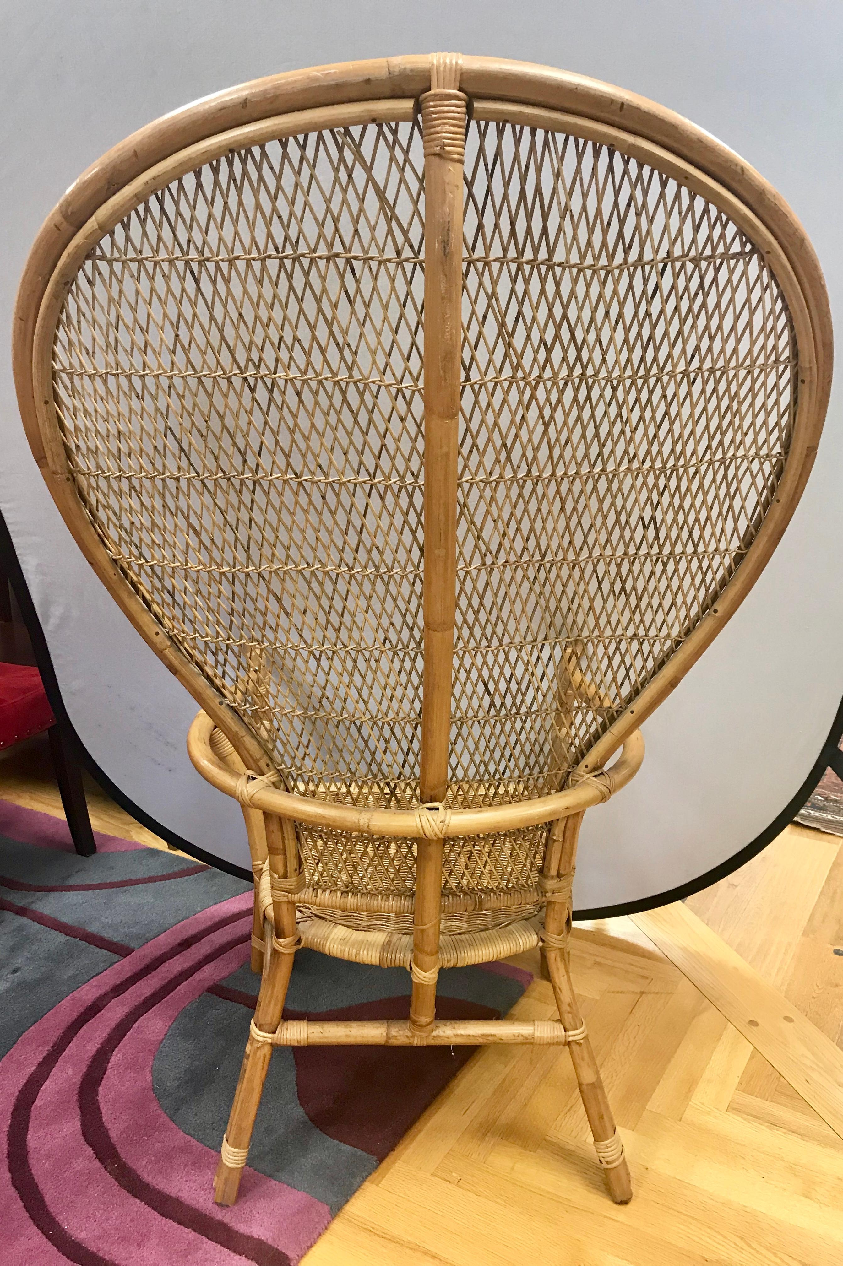 American Mid-Century Modern Wicker Rattan Peacock Chair
