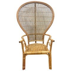 Mid-Century Modern Wicker Rattan Peacock Chair