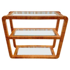 Mid-Century Modern Wicker Wrapped Console / Shelf