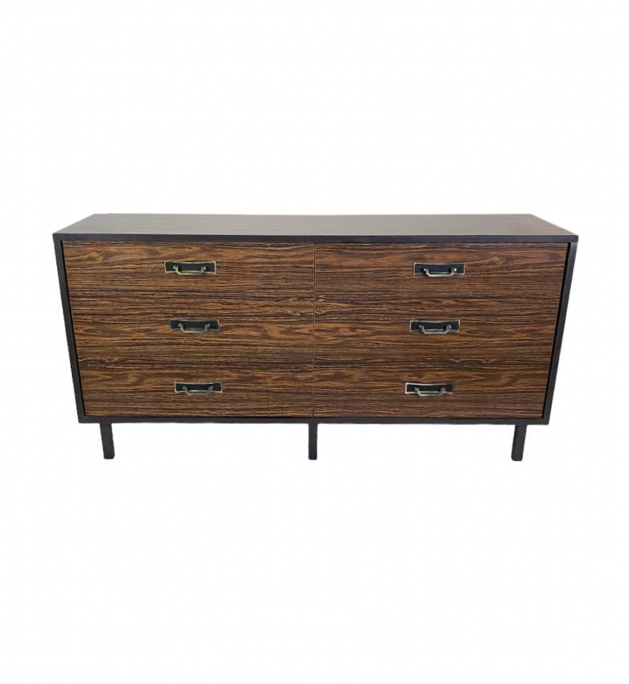 Mid-Century Modern Wide Dresser with Rosewood Laminate For Sale