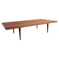 Mid-Century Modern Wide Slat Mahogany Coffee Table By Mel Smilow 