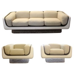 Vintage Mid-Century Modern William Andrus for Steelcase Fiberglass Sofa & Pair of Chairs