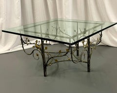 Mid-Century Modern William Switzer Square Coffee Table, Bronze, Glass