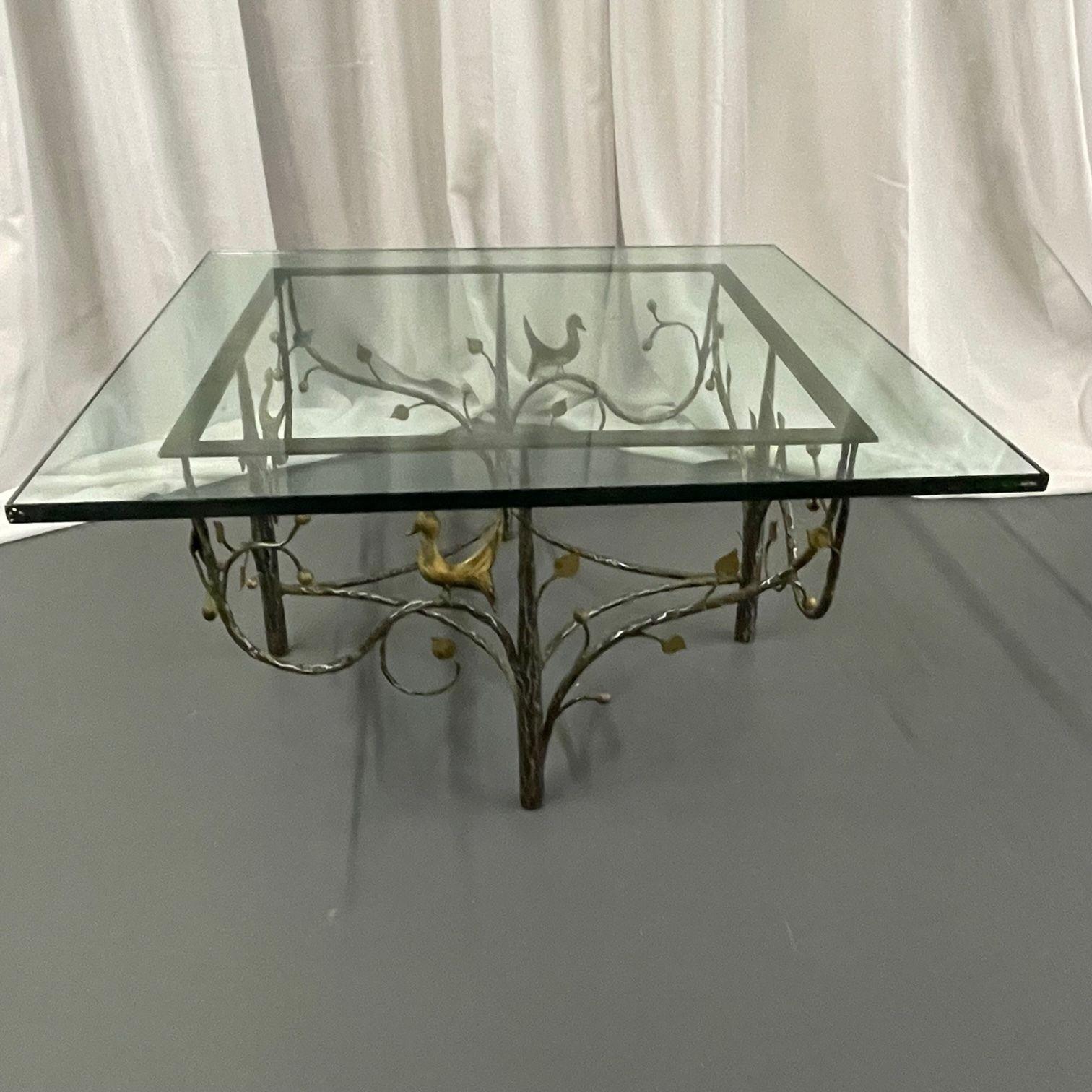 Canadian Mid-Century Modern William Switzer Square Coffee Table, Bronze, Glass