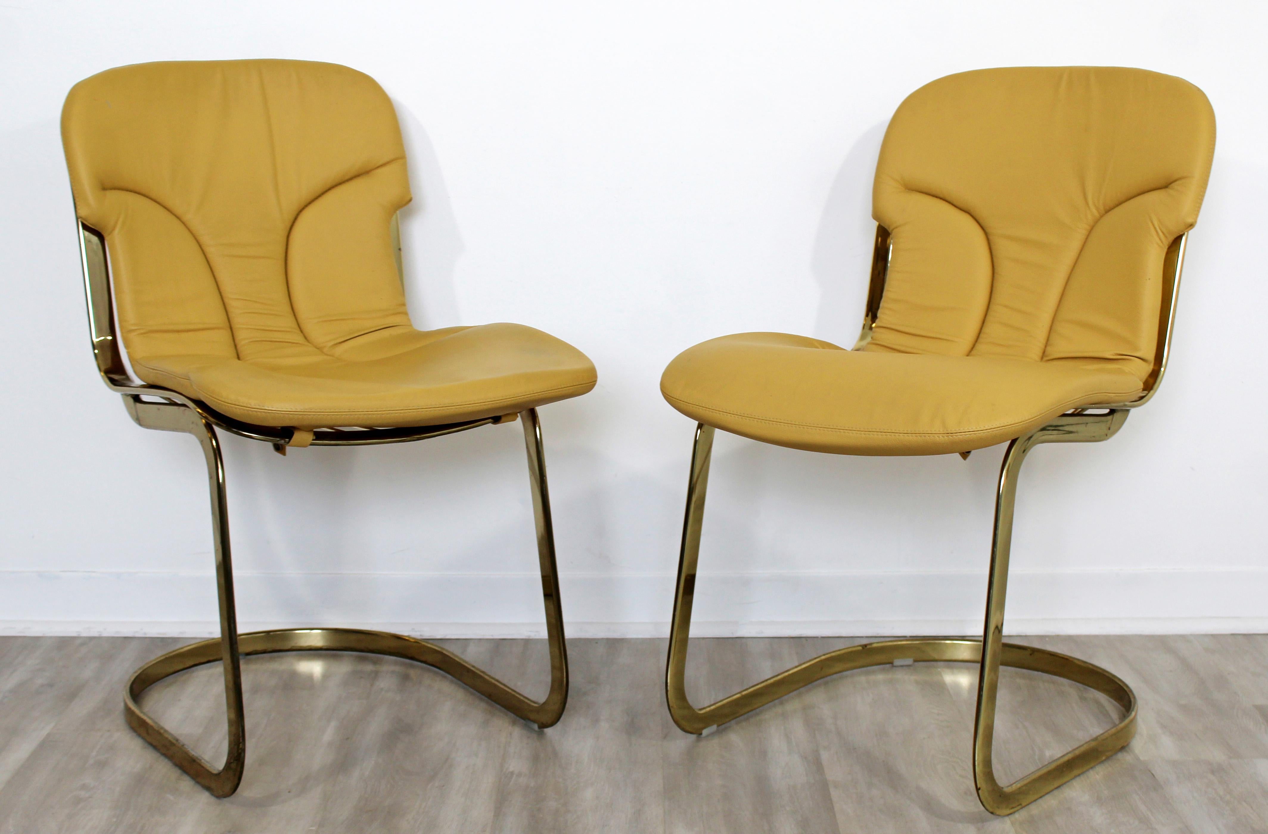 Italian Mid-Century Modern Willy Rizzo for Cidue Set of 5 Brass Side Dining Chairs 1970s