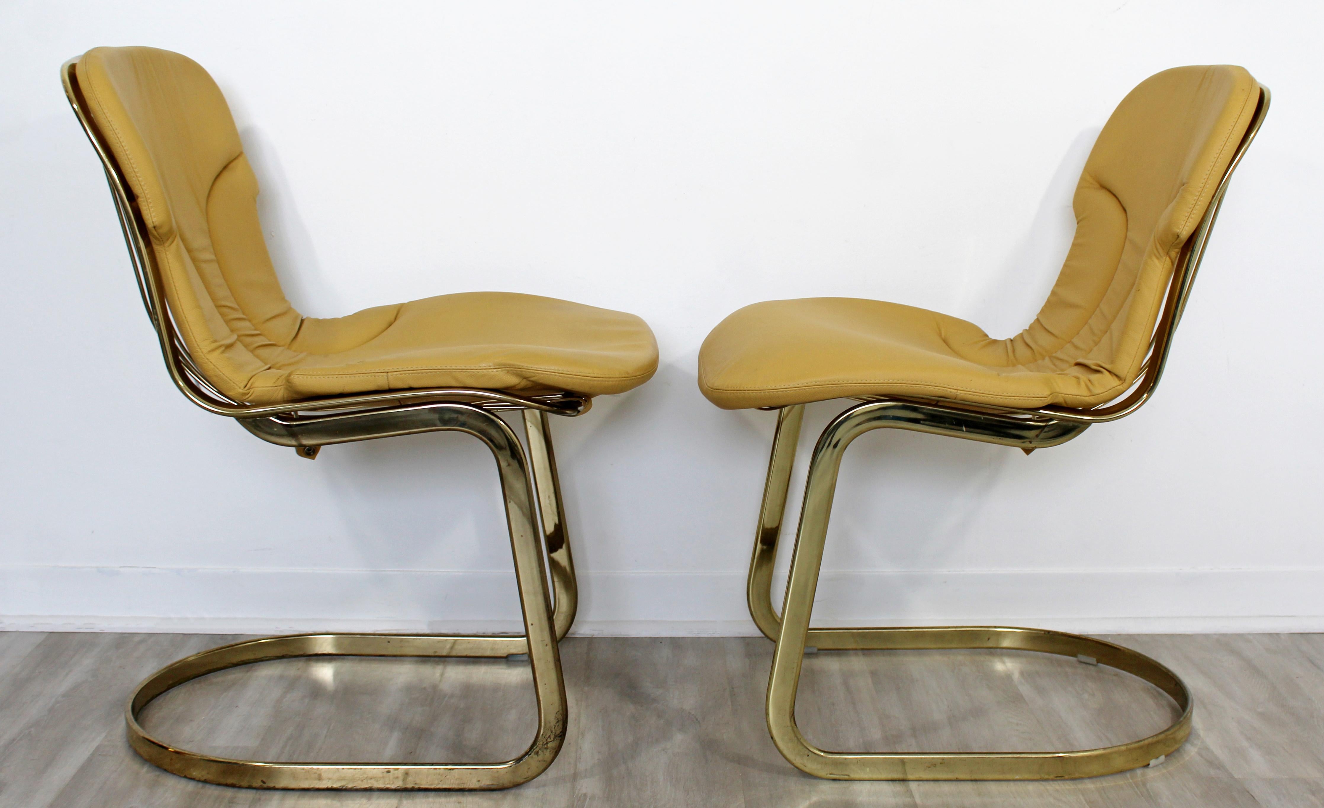 Mid-Century Modern Willy Rizzo for Cidue Set of 5 Brass Side Dining Chairs 1970s In Good Condition In Keego Harbor, MI