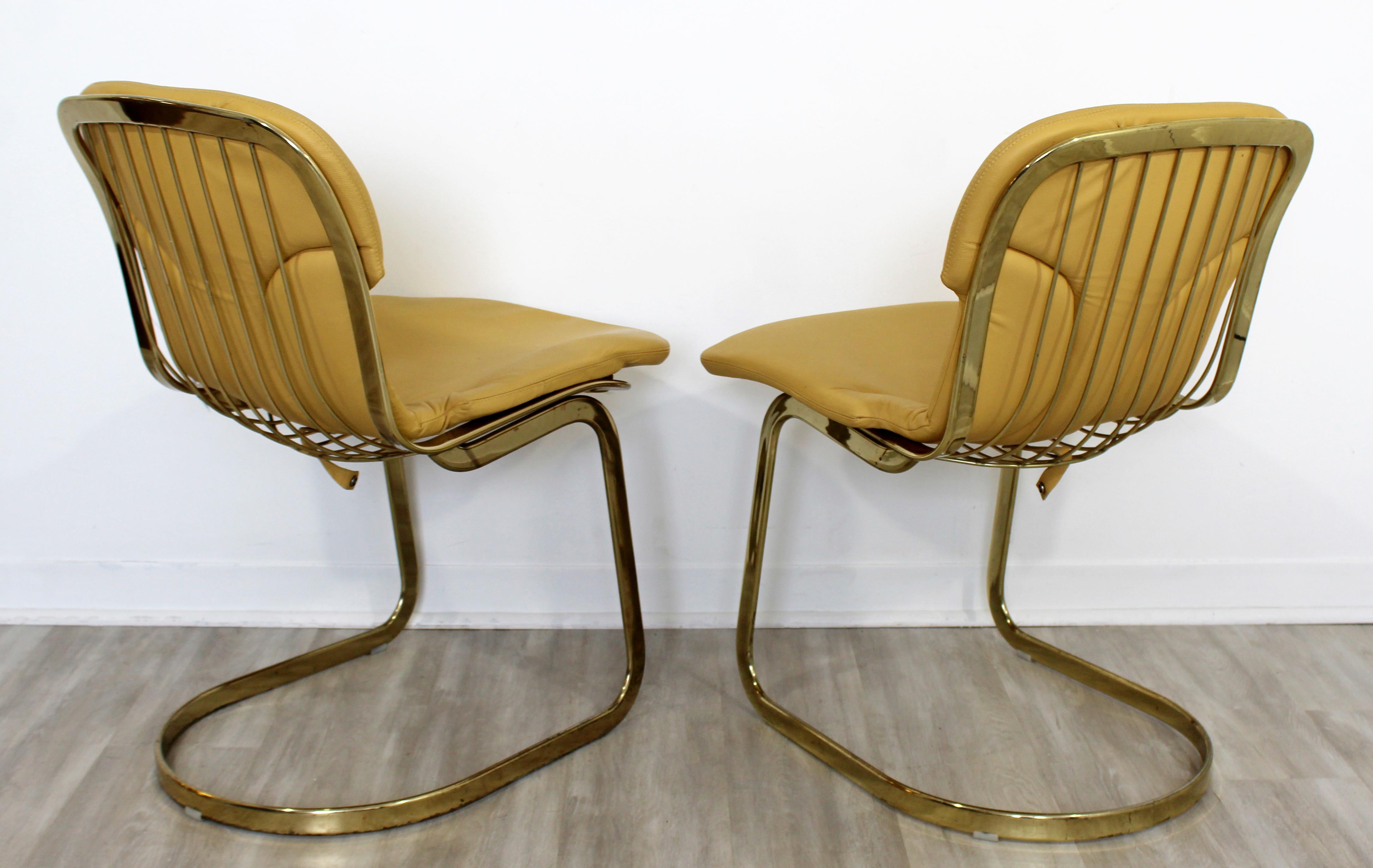 Late 20th Century Mid-Century Modern Willy Rizzo for Cidue Set of 5 Brass Side Dining Chairs 1970s