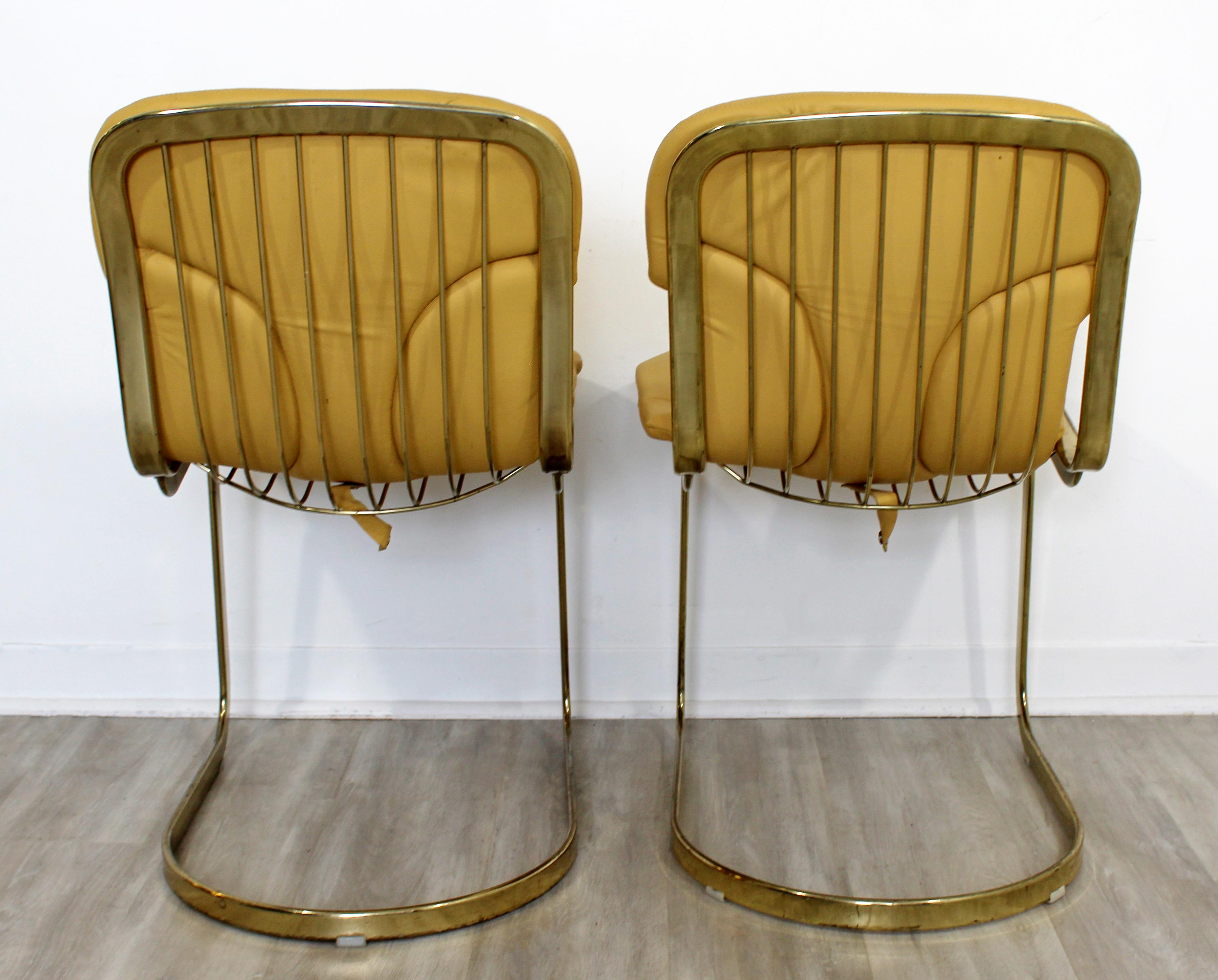Mid-Century Modern Willy Rizzo for Cidue Set of 5 Brass Side Dining Chairs 1970s 1