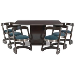 Mid-Century Modern Willy Rizzo for Mario Sabot Dining Table & Six, Chairs, 1970s