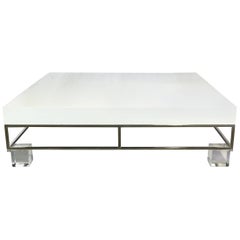 Mid-20th Century Modern Willy Rizzo Style Lacquered and Chrome Lucite Table