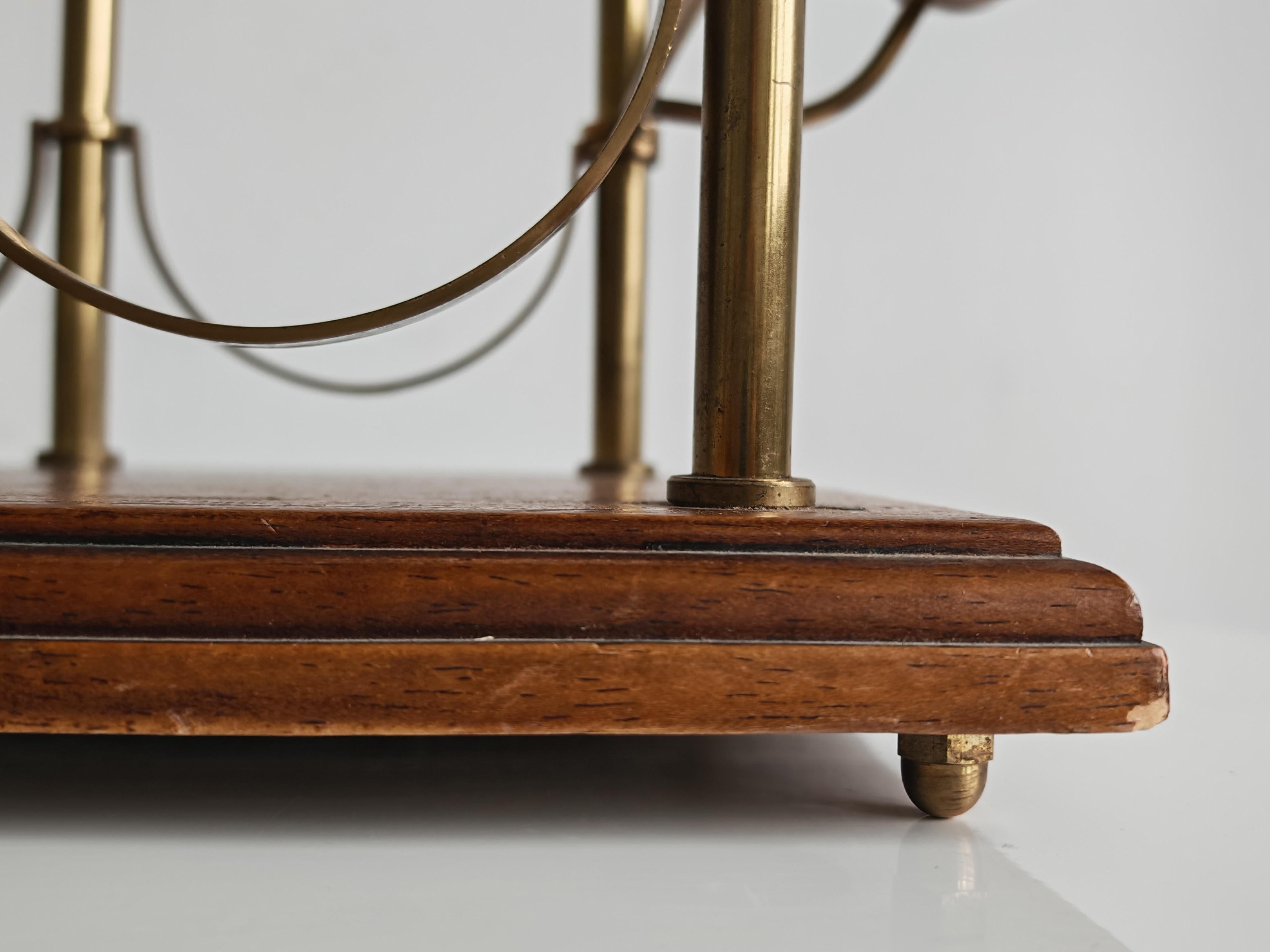 Portabottiglie da vino moderno di metà secolo in ottone e mogano, Francia anni '60 in vendita 4