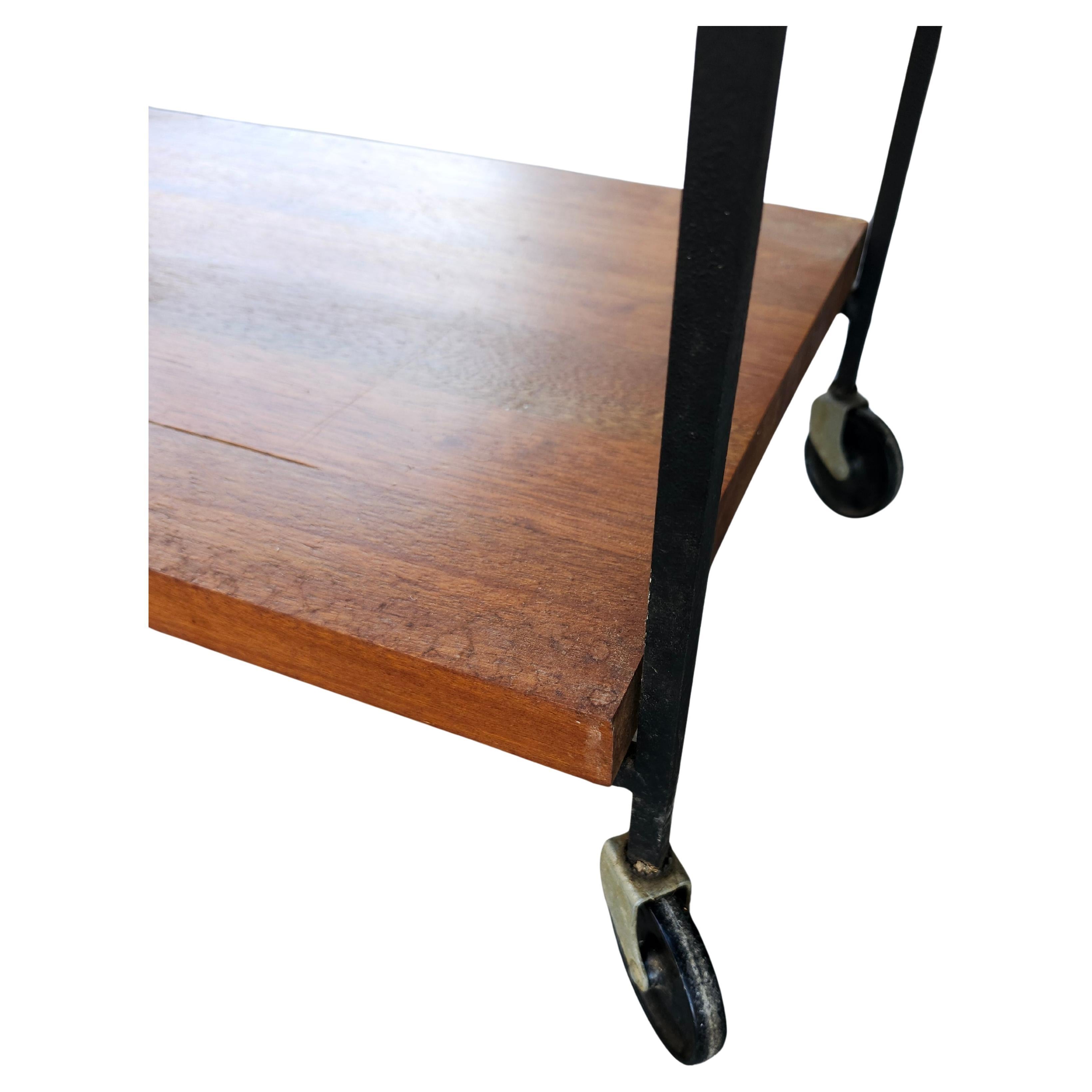 Mid-20th Century Mid-Century Modern Wine Rack Bar Cart with Butcher Block & Iron Arthur Umanoff For Sale