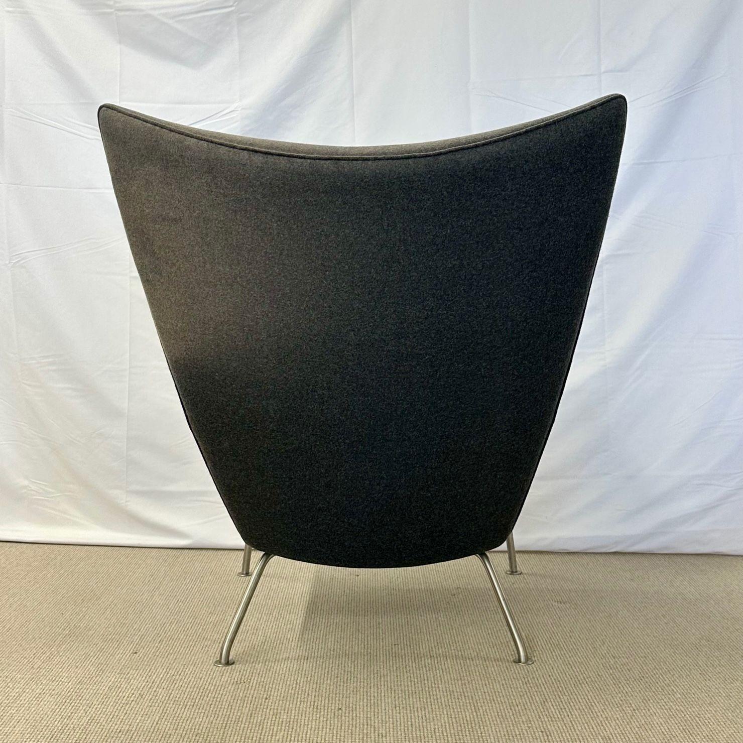 Fauteuil à oreilles/chaise longue moderne du milieu du siècle dernier de Hans Wegner pour Carl Hansen, étiqueté en vente 6