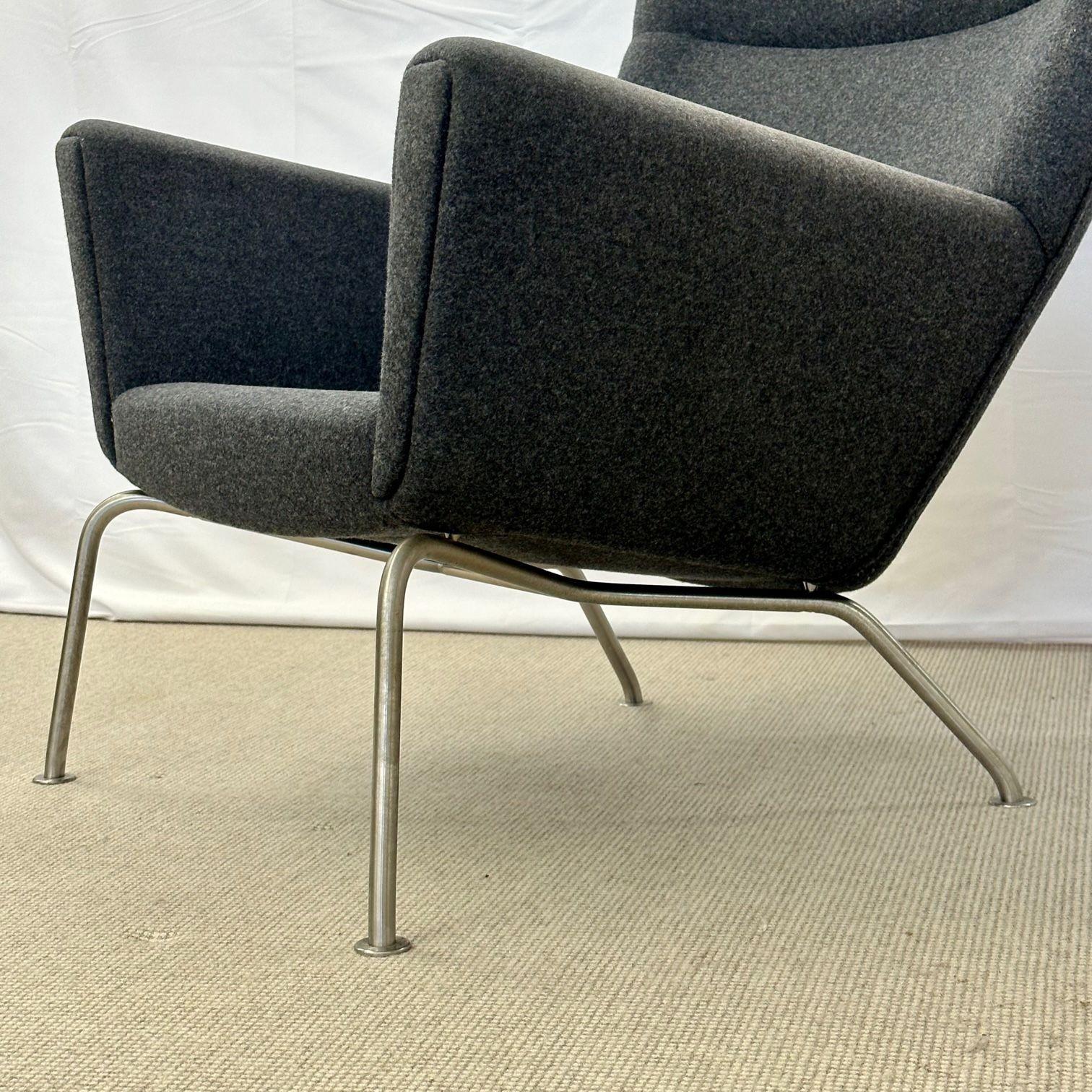 Fauteuil à oreilles/chaise longue moderne du milieu du siècle dernier de Hans Wegner pour Carl Hansen, étiqueté en vente 7