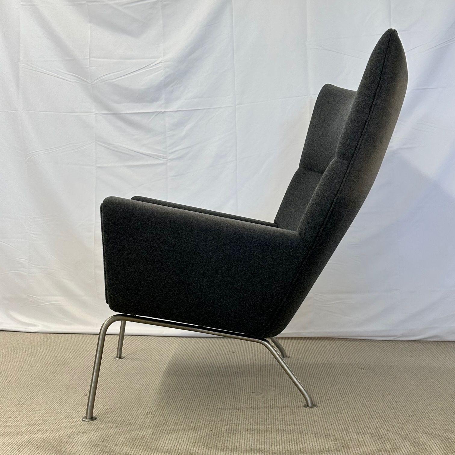 Laine Fauteuil à oreilles/chaise longue moderne du milieu du siècle dernier de Hans Wegner pour Carl Hansen, étiqueté en vente