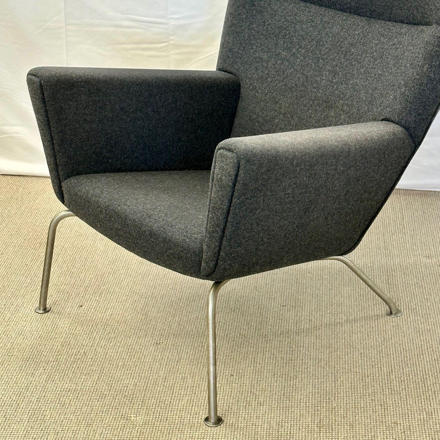 Fauteuil à oreilles/chaise longue moderne du milieu du siècle dernier de Hans Wegner pour Carl Hansen, étiqueté en vente 1