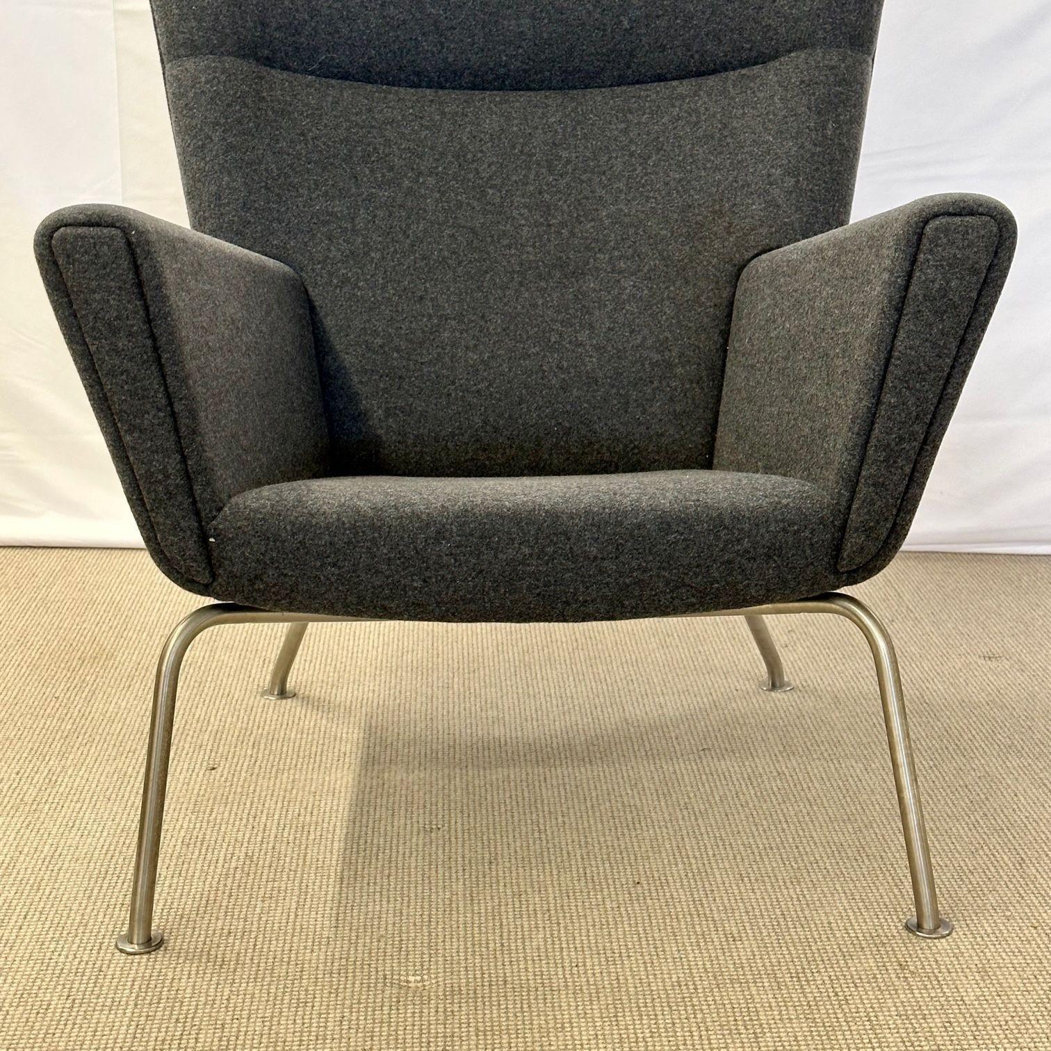 Fauteuil à oreilles/chaise longue moderne du milieu du siècle dernier de Hans Wegner pour Carl Hansen, étiqueté en vente 2