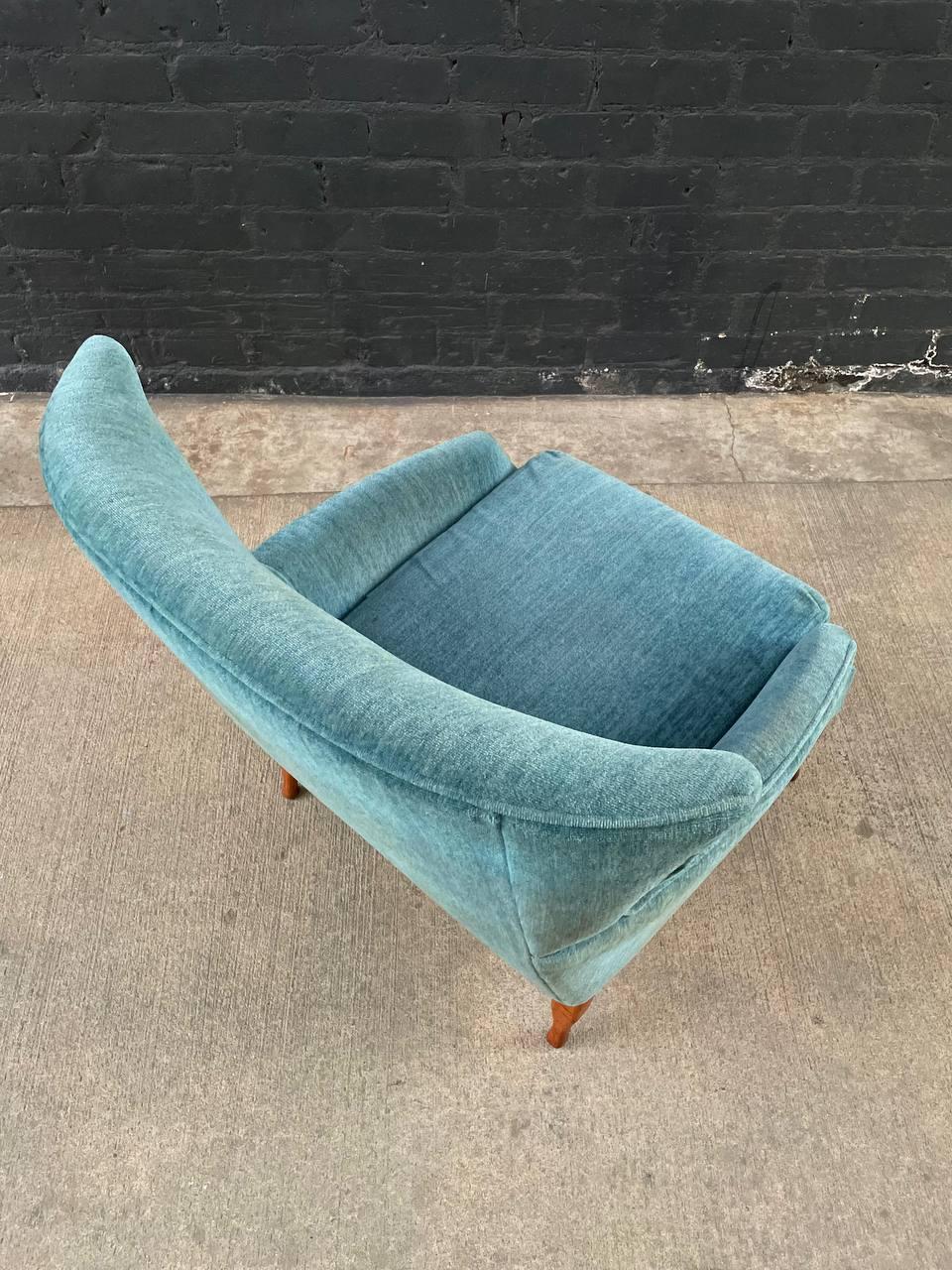 Fabric Mid-Century Modern Wing Lounge Chair with Walnut Base