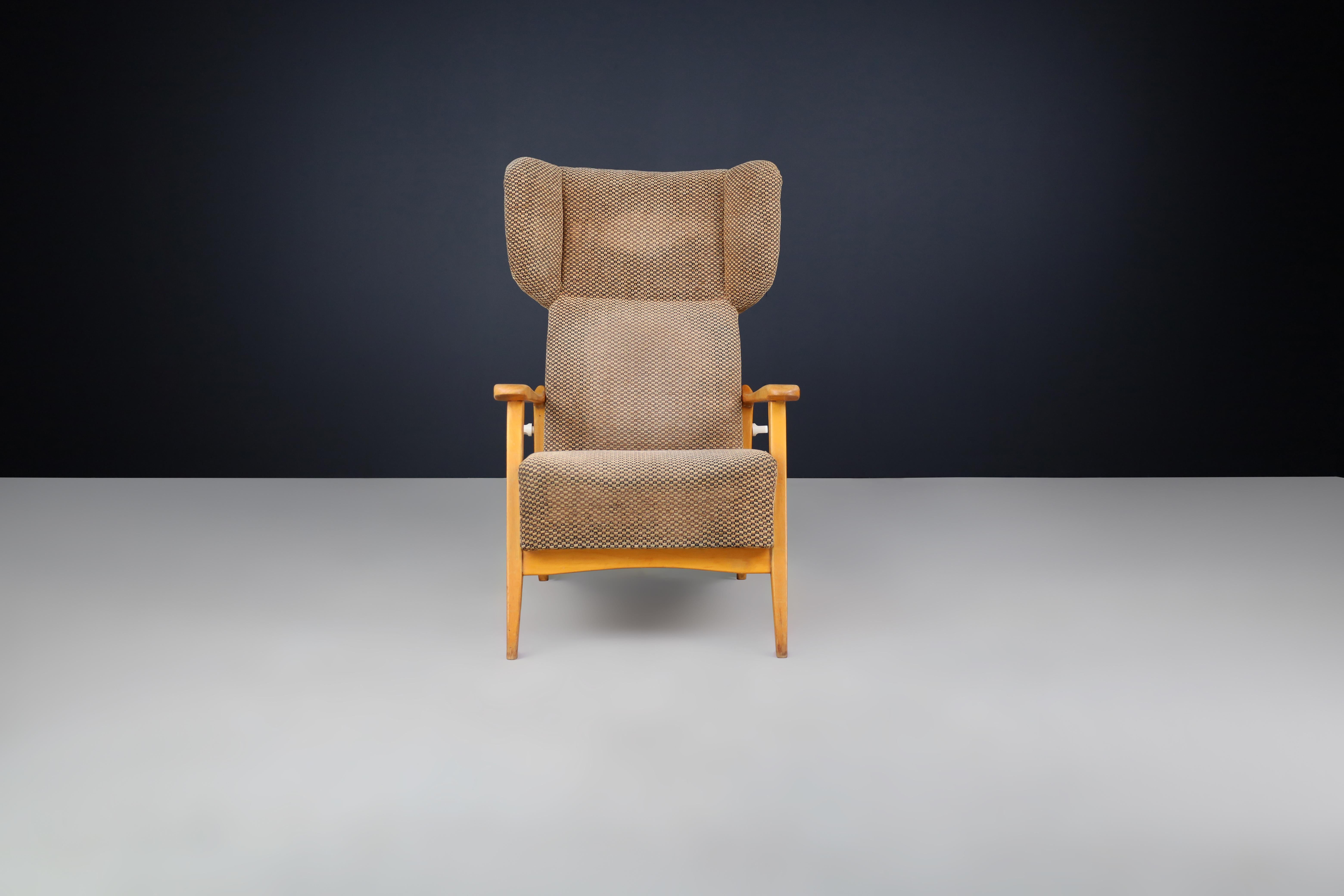 Mid-Century Modern Wingback Lounge Chair by Krásná Jizba, Praha, 1960s Moderno de mediados de siglo en venta