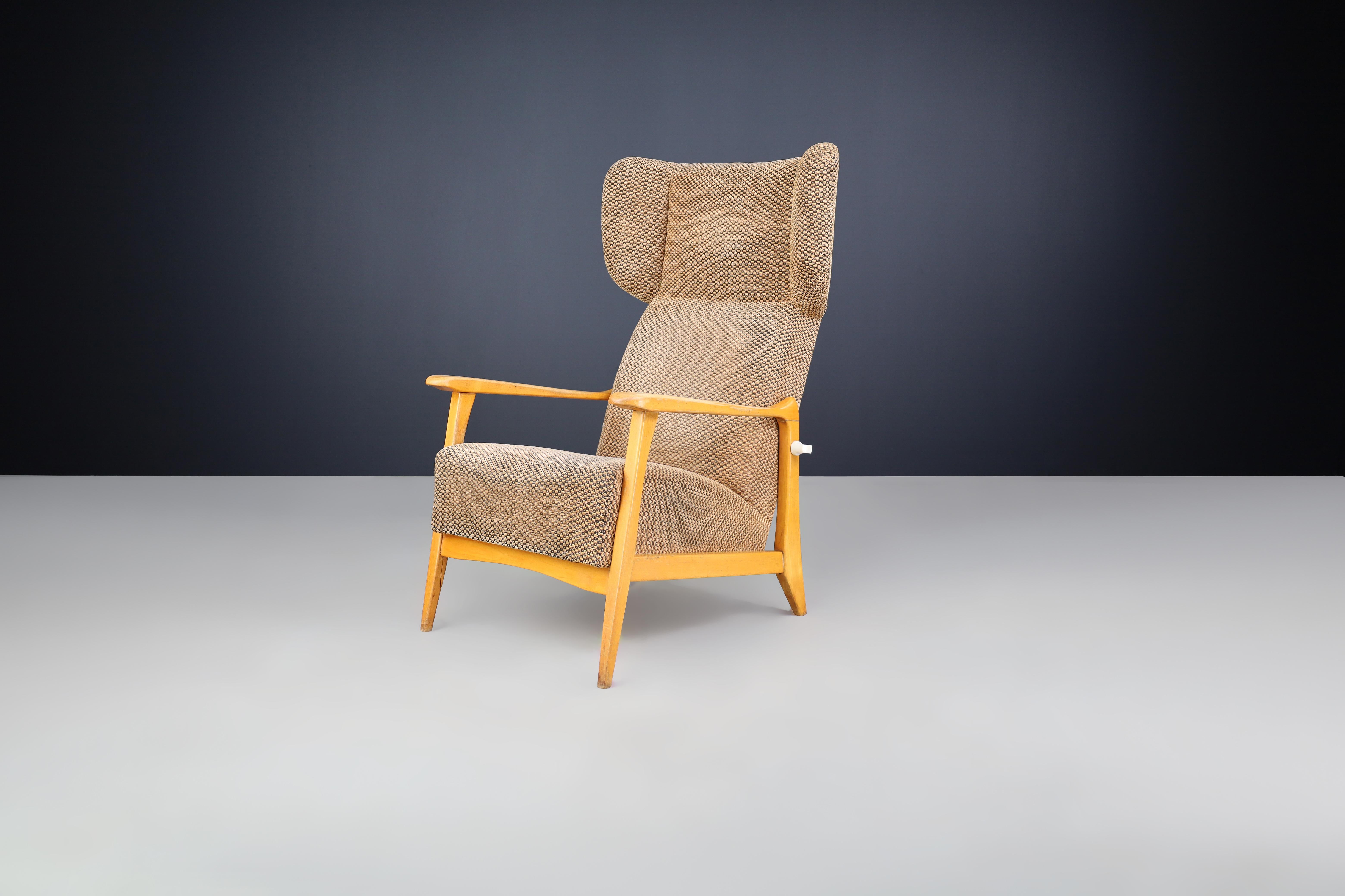 Mid-Century Modern Wingback Lounge Chair by Krásná Jizba, Praha, 1960s Checo en venta