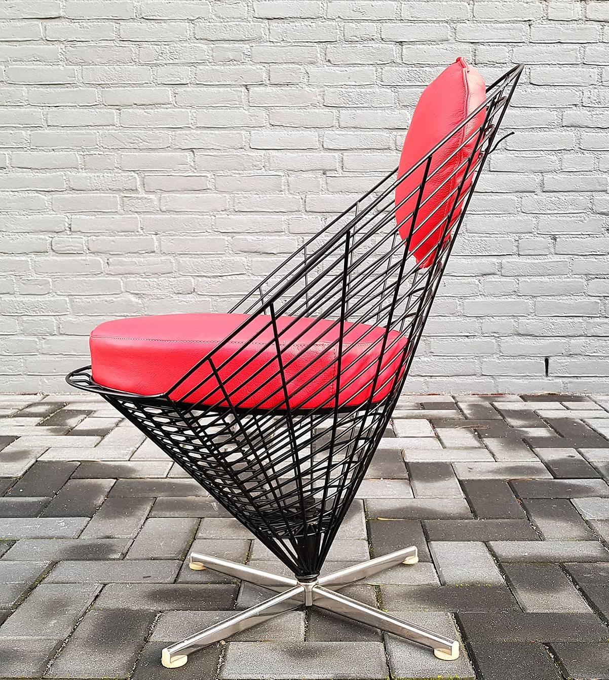Mid-Century Modern Wire Cone Chair by Verner Panton for Plus Linje, 1960s In Good Condition In Westmaas, NL