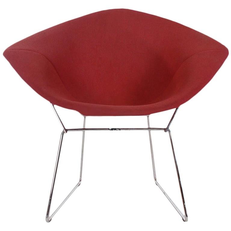 Mid-Century Modern Wire Diamond Lounge Chair by Harry Bertoia for Knoll in Red