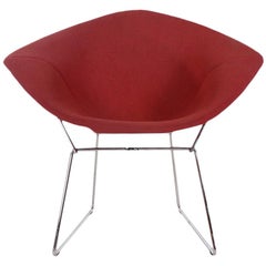 Fauteuil de salon en fil métallique diamanté de style moderne du milieu du siècle dernier:: par Harry Bertoia pour Knoll en rouge