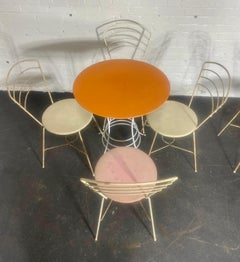 Mid Century Modern Wire Iron Cafe Bistro / Ice Cream Parlor set. Salterini style
