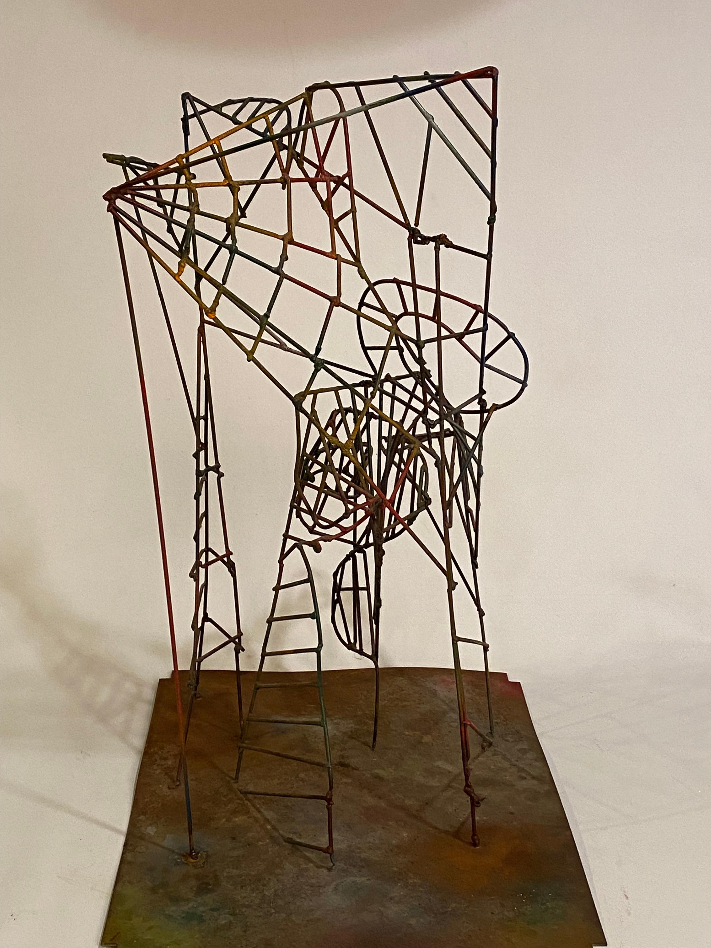 American Mid-Century Modern Skeletal Wire Rod Abstract Sculpture For Sale