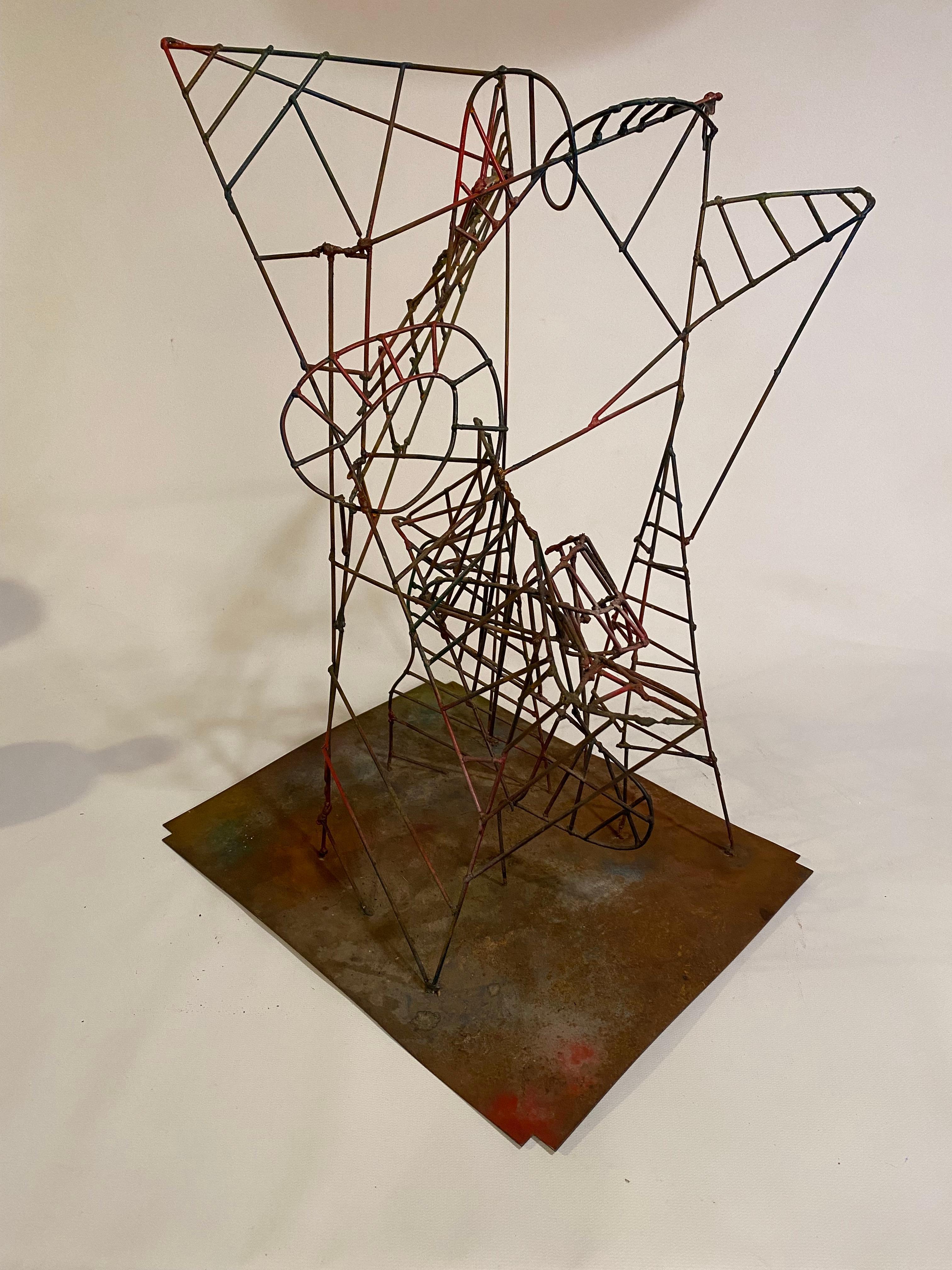 Welded Mid-Century Modern Skeletal Wire Rod Abstract Sculpture For Sale