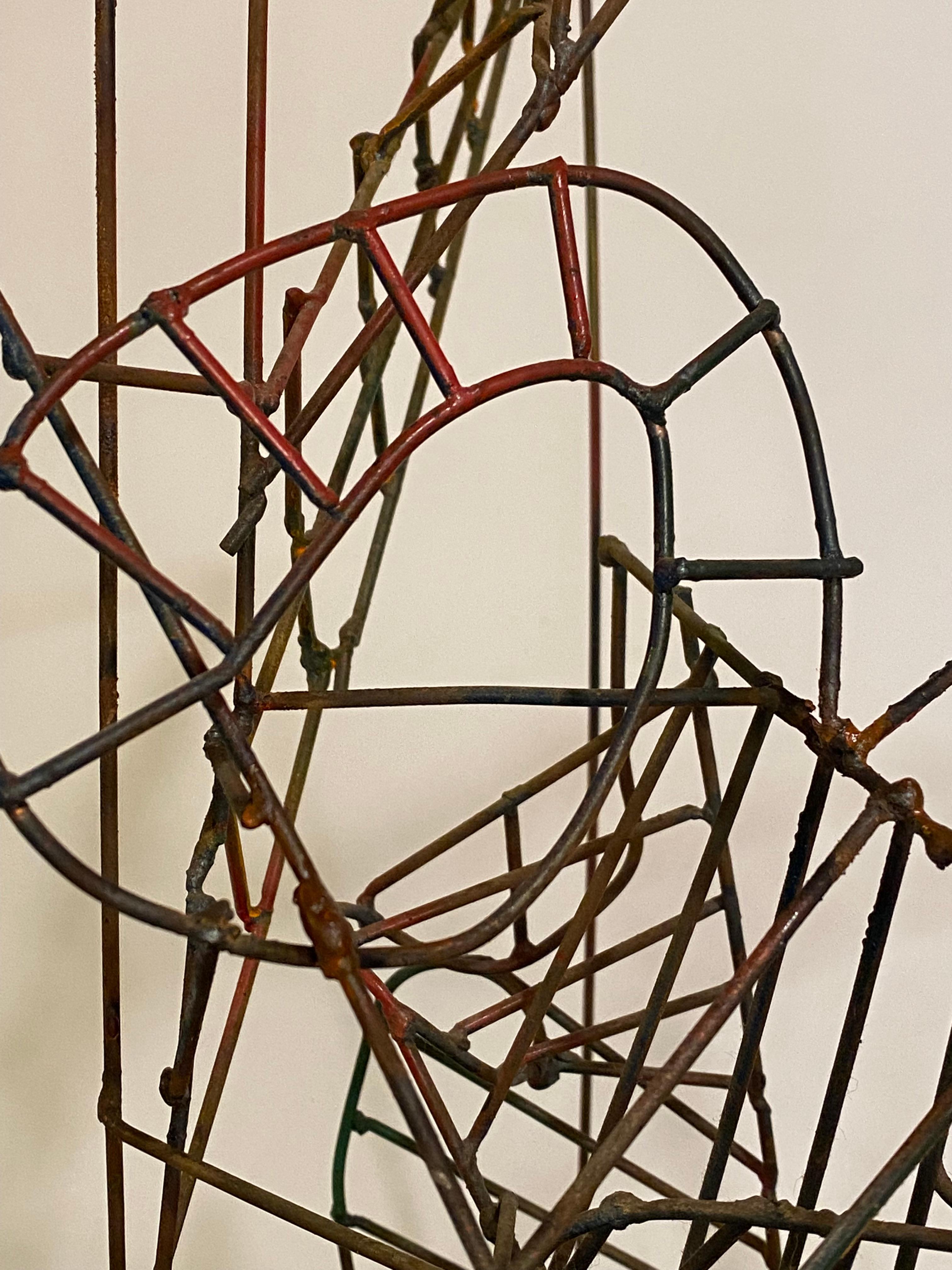 Metal Mid-Century Modern Skeletal Wire Rod Abstract Sculpture For Sale