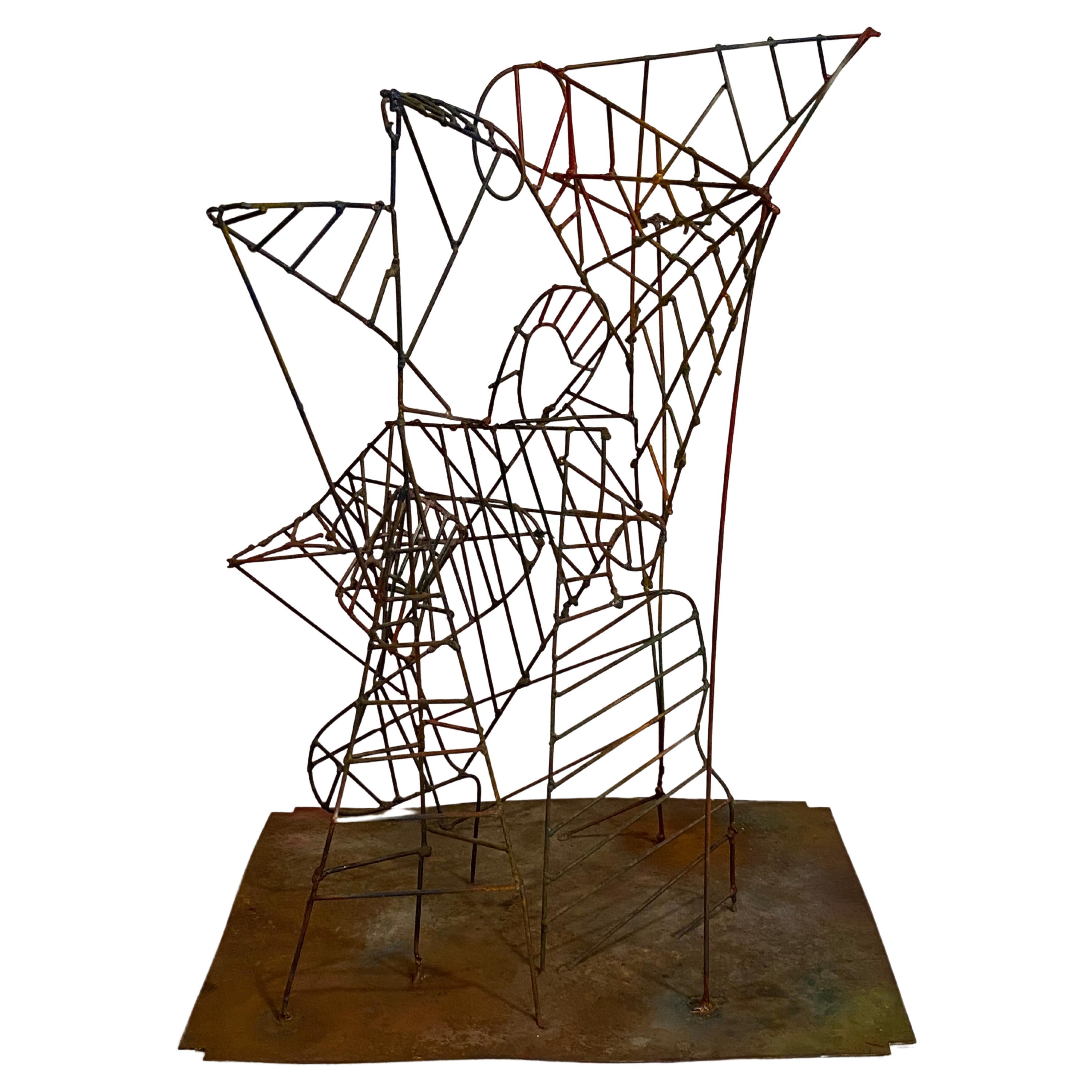 Mid-Century Modern Skeletal Wire Rod Abstract Sculpture For Sale