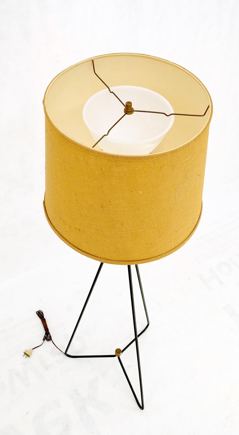 MidCentury Modern Wire Tripod Base Brass Finial Floor Lamp For Sale at