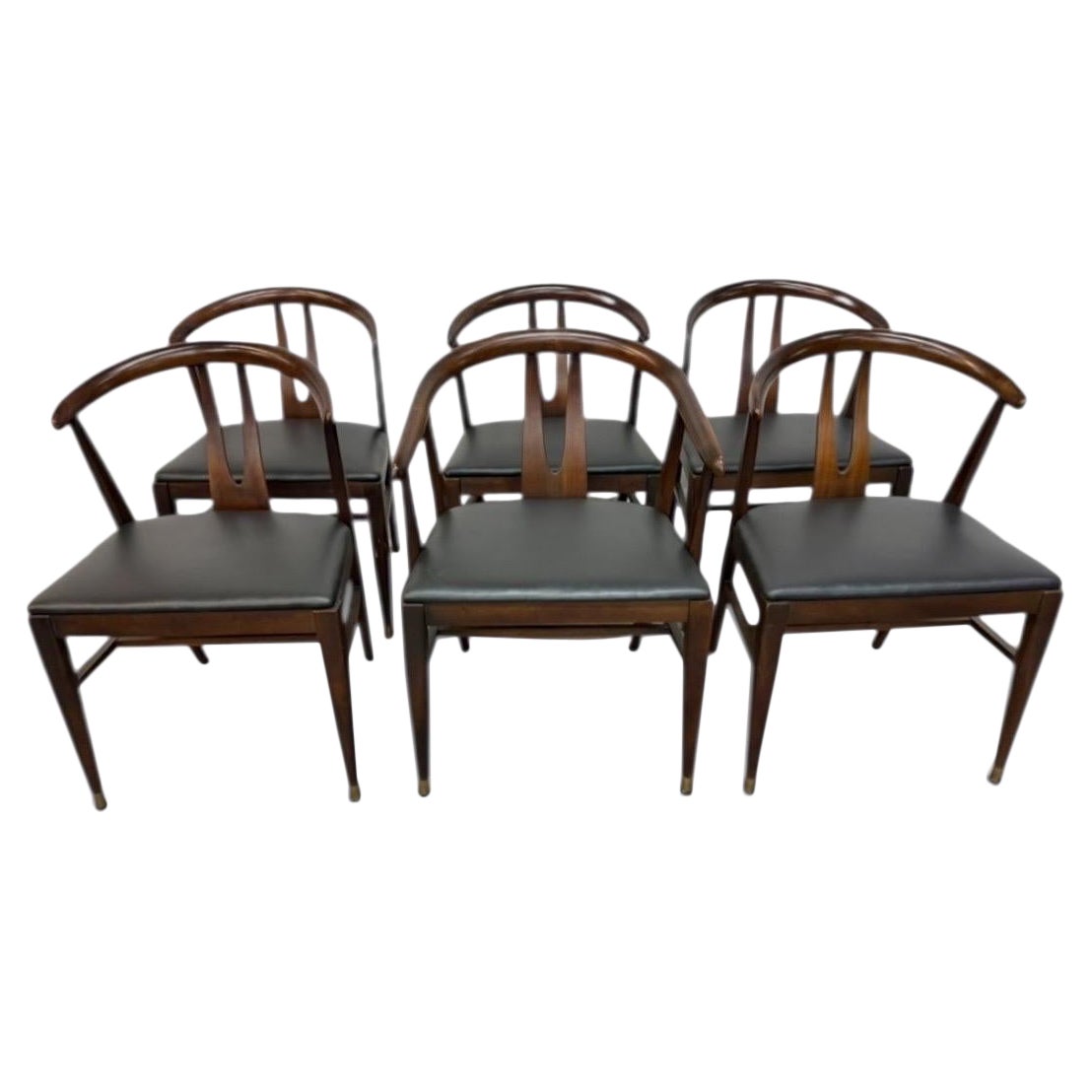 Mid-Century Modern Wishbone Walnut Dining Chairs - Set of 6