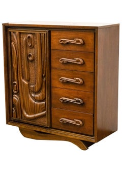 Mid-Century Modern Witco Style Pulaski Oceanic Brutalist Highboy Dresser